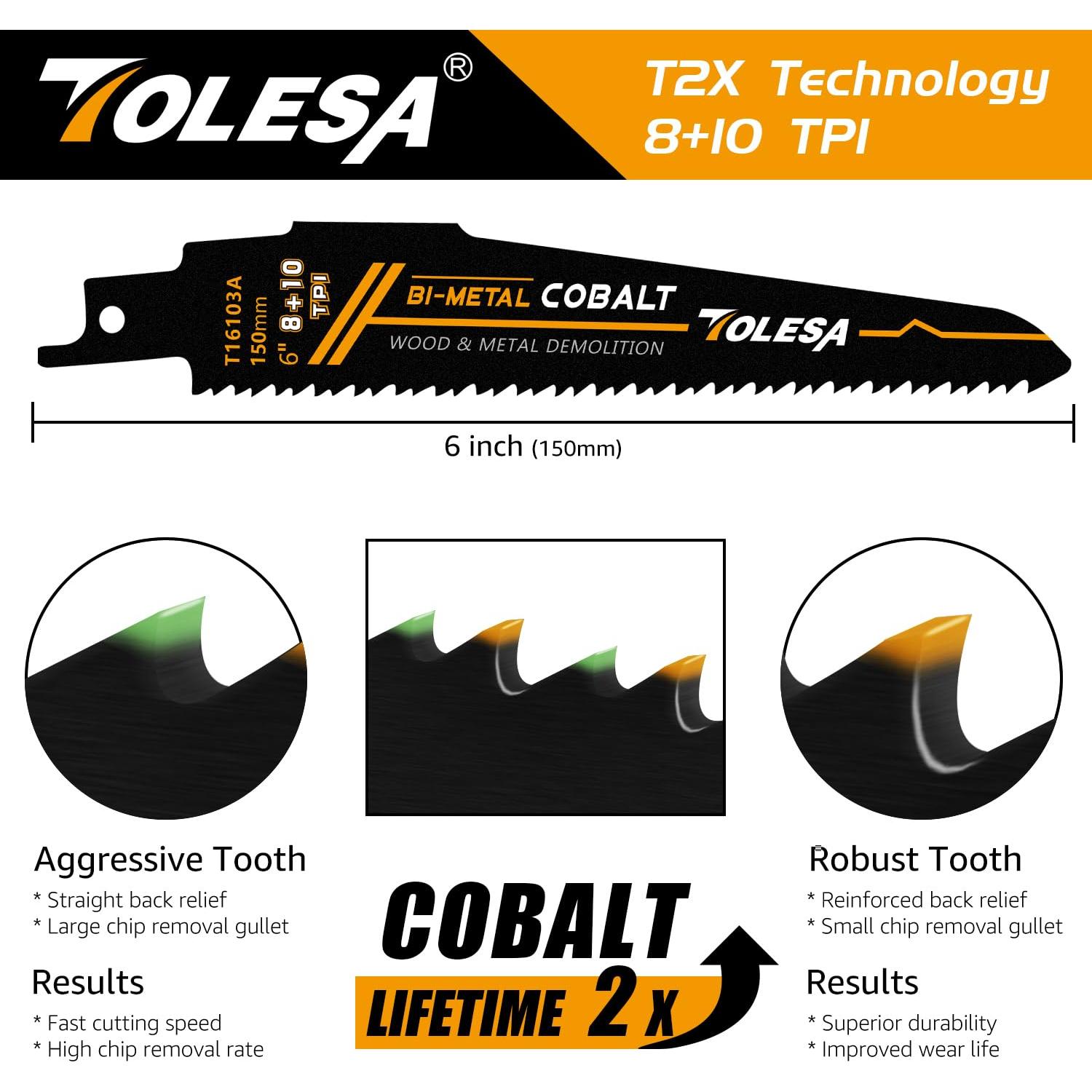 Hojas de Sierra Recíproca TOLESA 15cm 8+10TPI Demolición