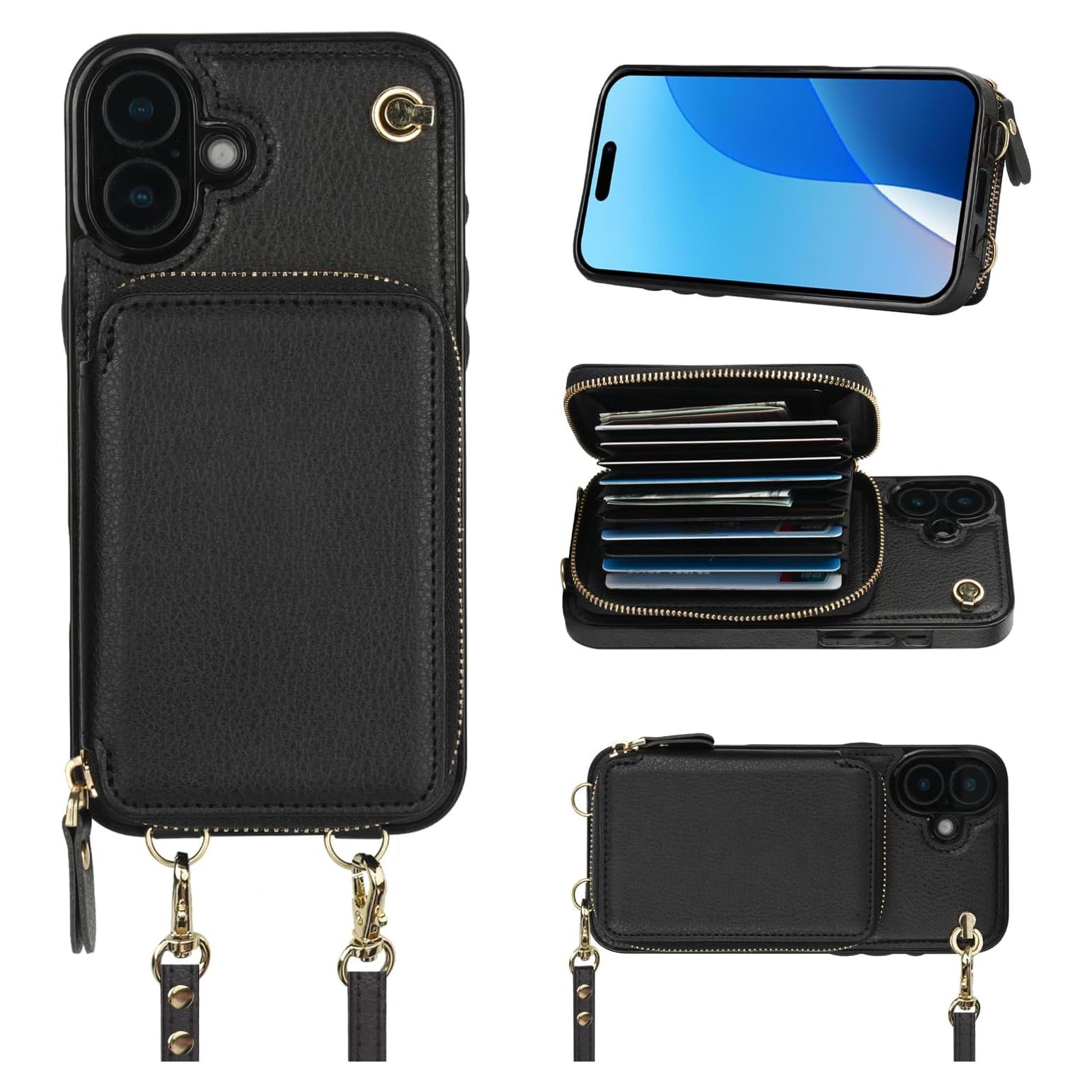 Funda Cartera Bocasal para iPhone 16 Plus con RFID Negro