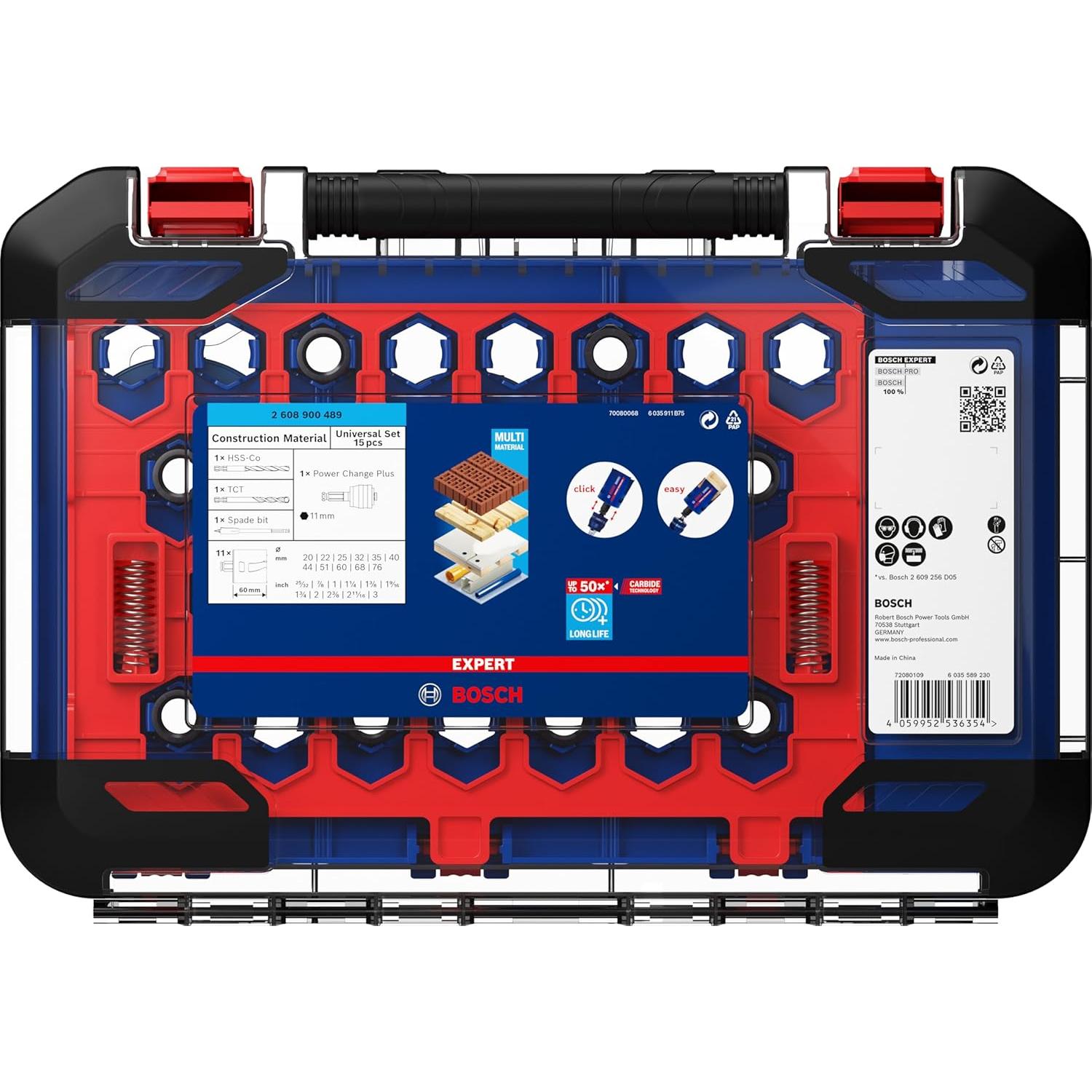 Professional 15x Expert Construction Material Hole Saw Set (Ø 20-76 mm, Accessories Rotary Impact Drill)