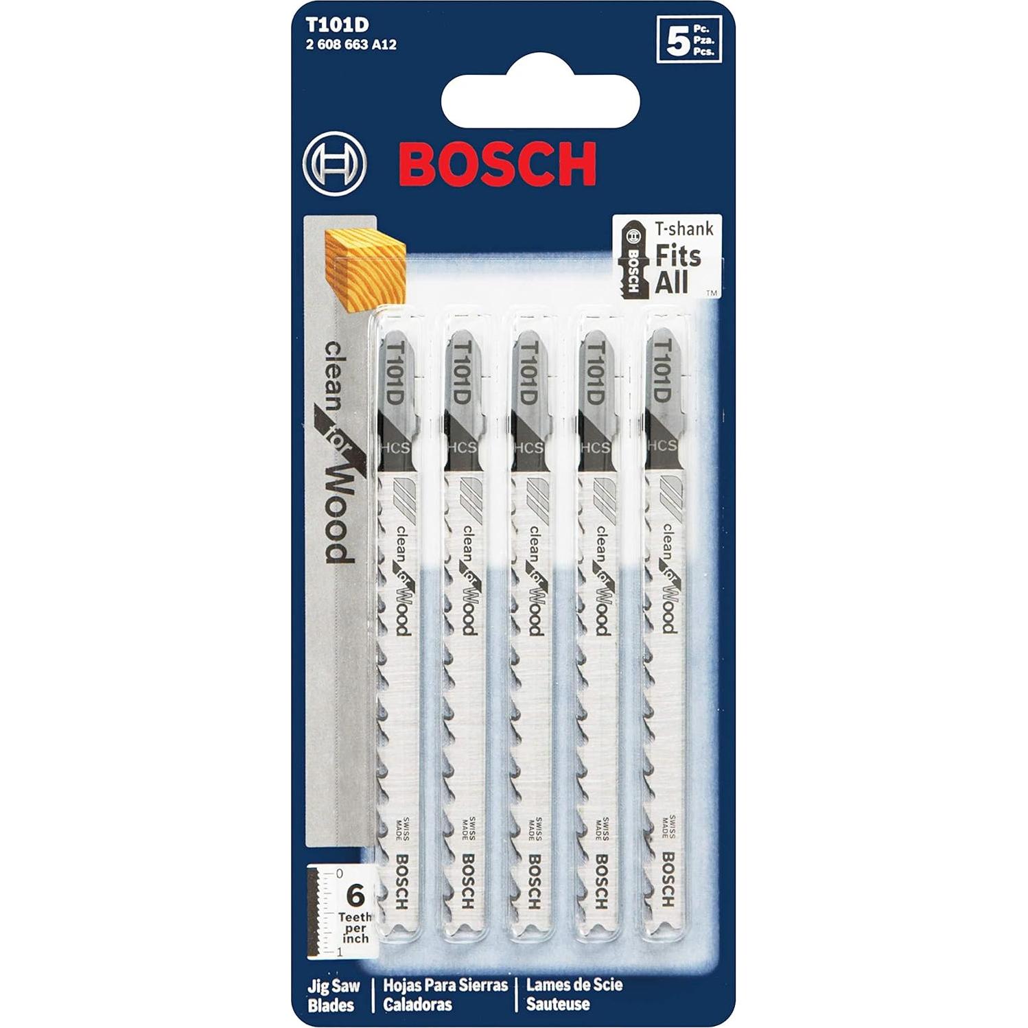 Hoja de Sierra Bosch T101D 4" 6 TPI para Madera - 5 Piezas