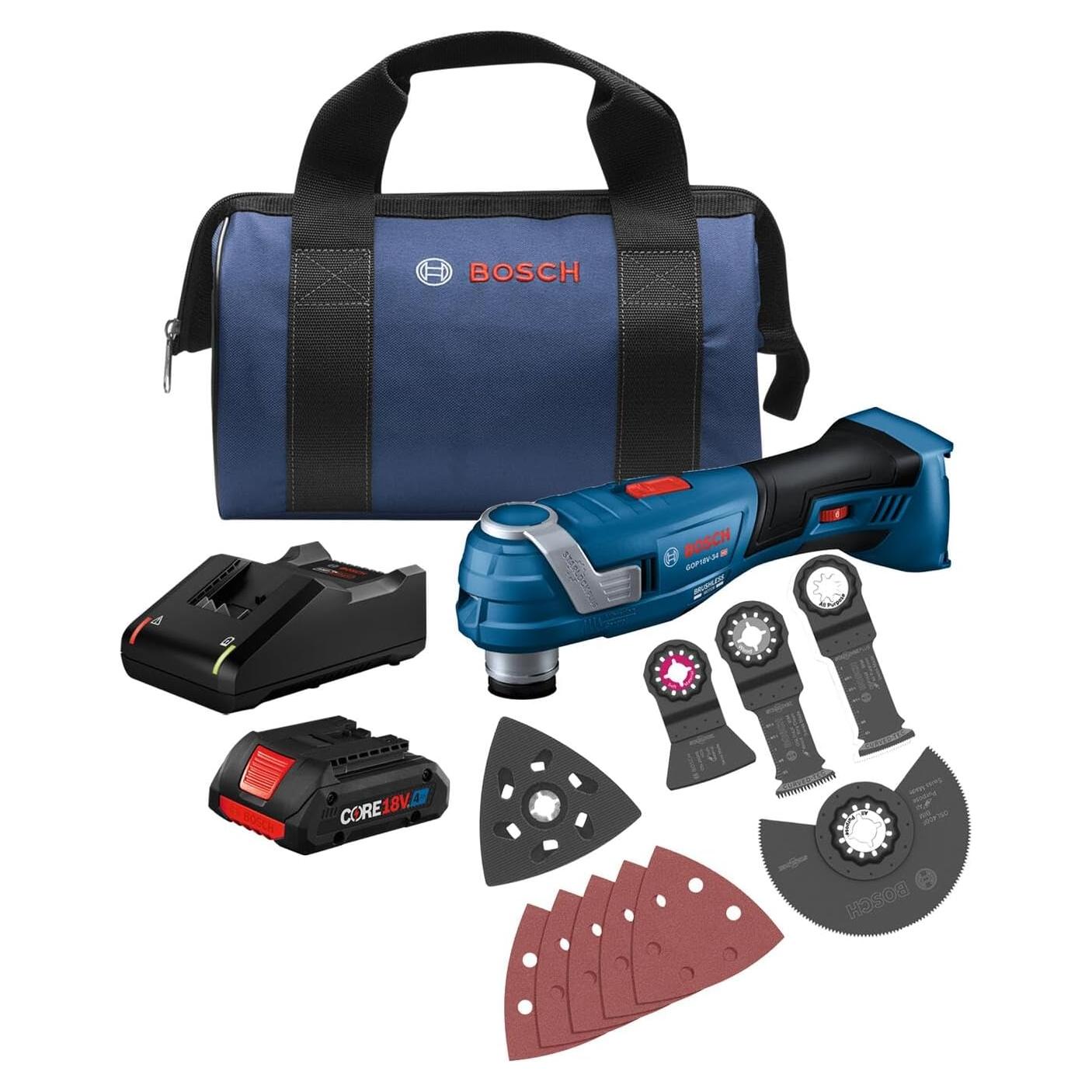 BOSCH GOP18V-34B14 18V Brushless StarlockPlus® Oscillating Multi-Tool Kit with (1) CORE18V® 4 Ah Advanced Power Battery