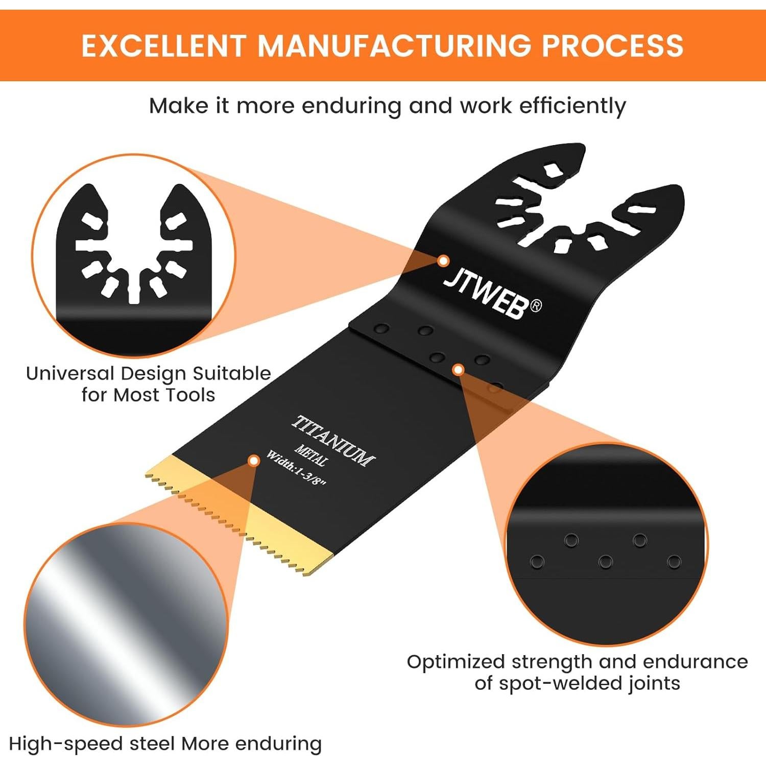 JTWEB 10PCS Hojas Oscilantes de Titanio para Corte de Metal