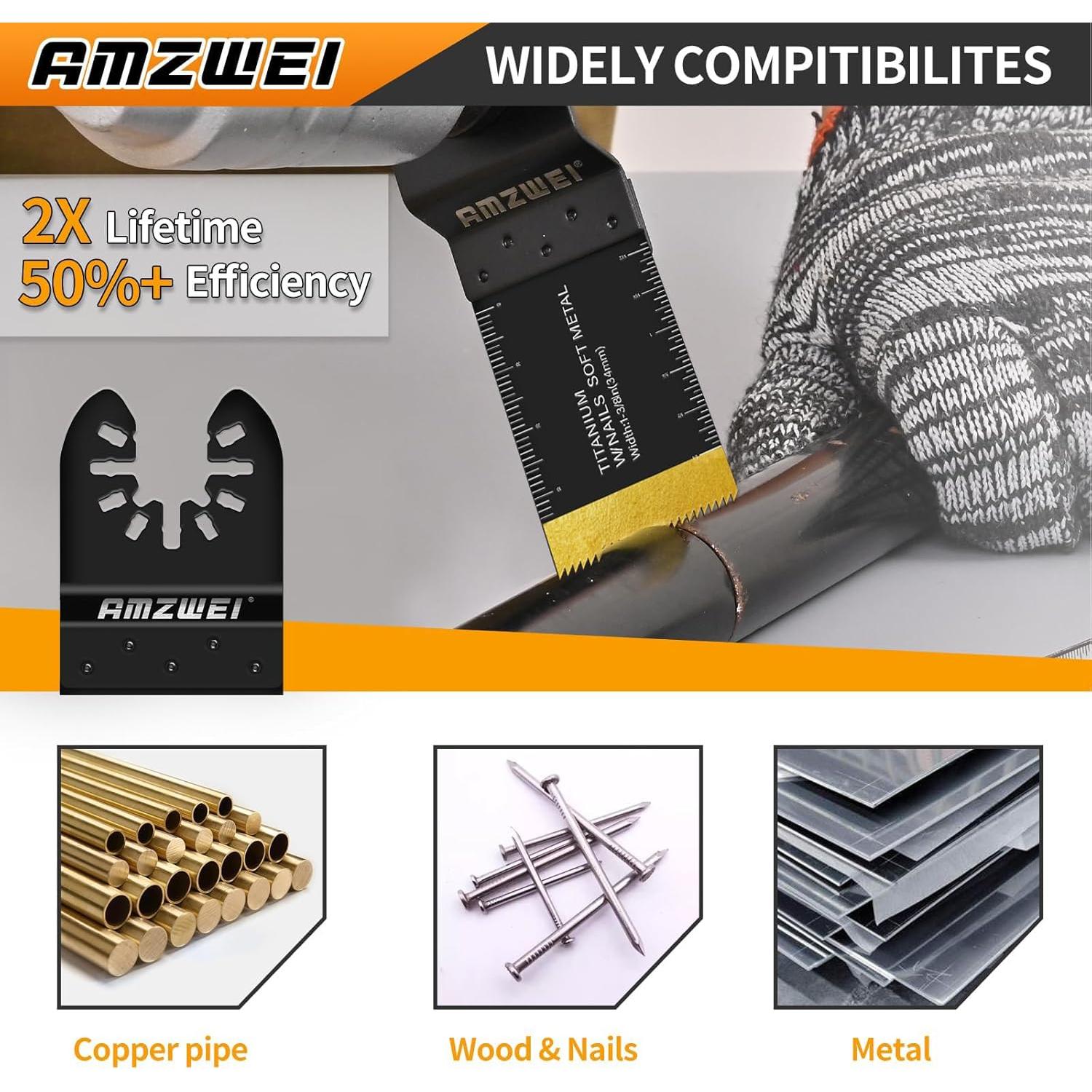 Juego de Hojas Oscilantes 50PCS AMZWEI para Metal y Madera