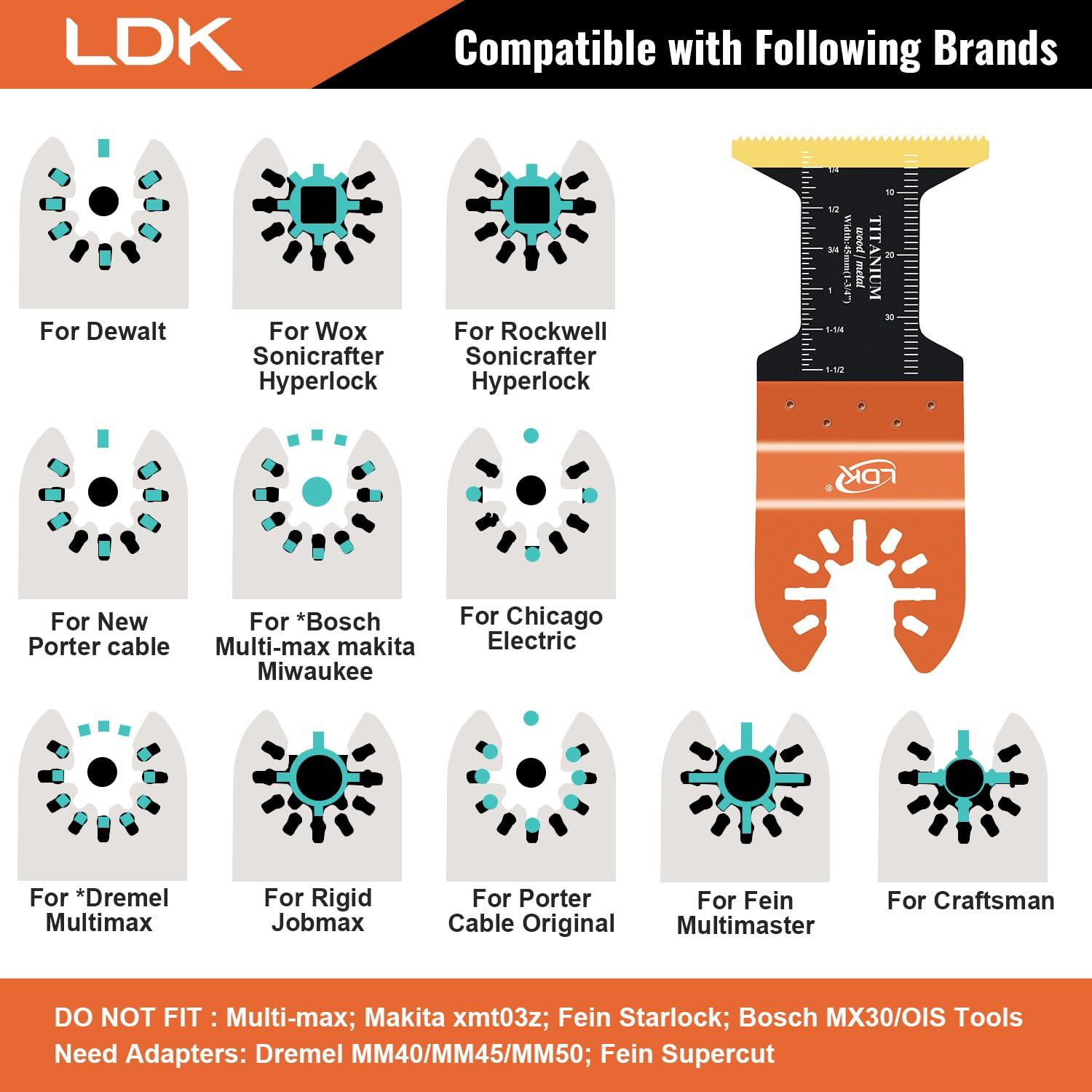 Cuchillas Oscilantes LDK 10pc Titanio Universales 3 Tamaños