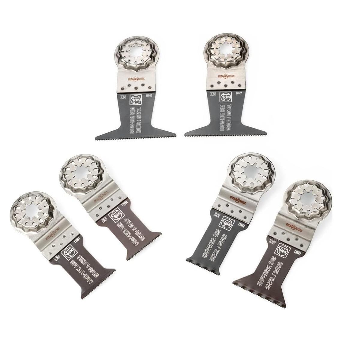 Best of E-Cut Starlock Wood & Metal Saw Blade Set - 6-Piece Kit for Precision Cutting in Wood & Metals, Includes (4) E-Cut Long Life, (2) E-Cut Universal Saw Blade - 35222967010