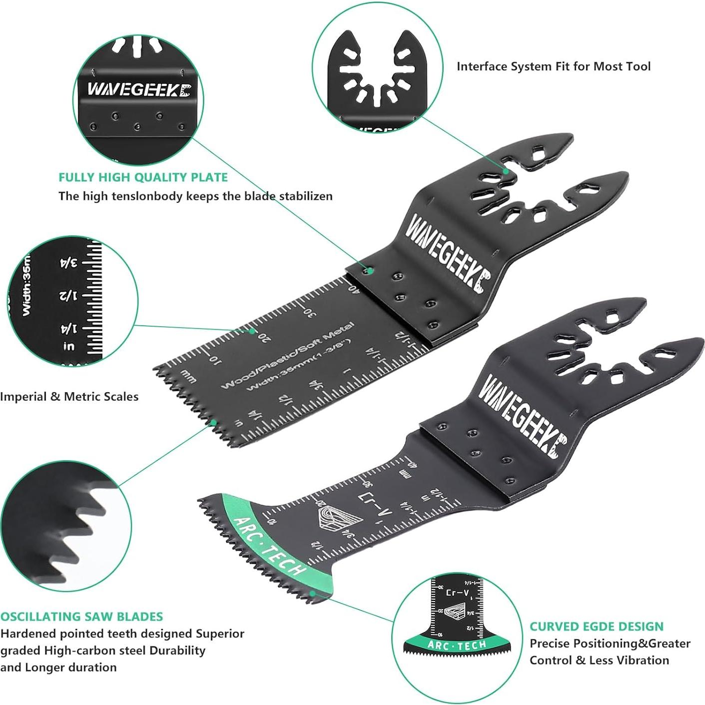 Juego de 103 Piezas de Hojas de Sierra Oscilante WAVEGEEK