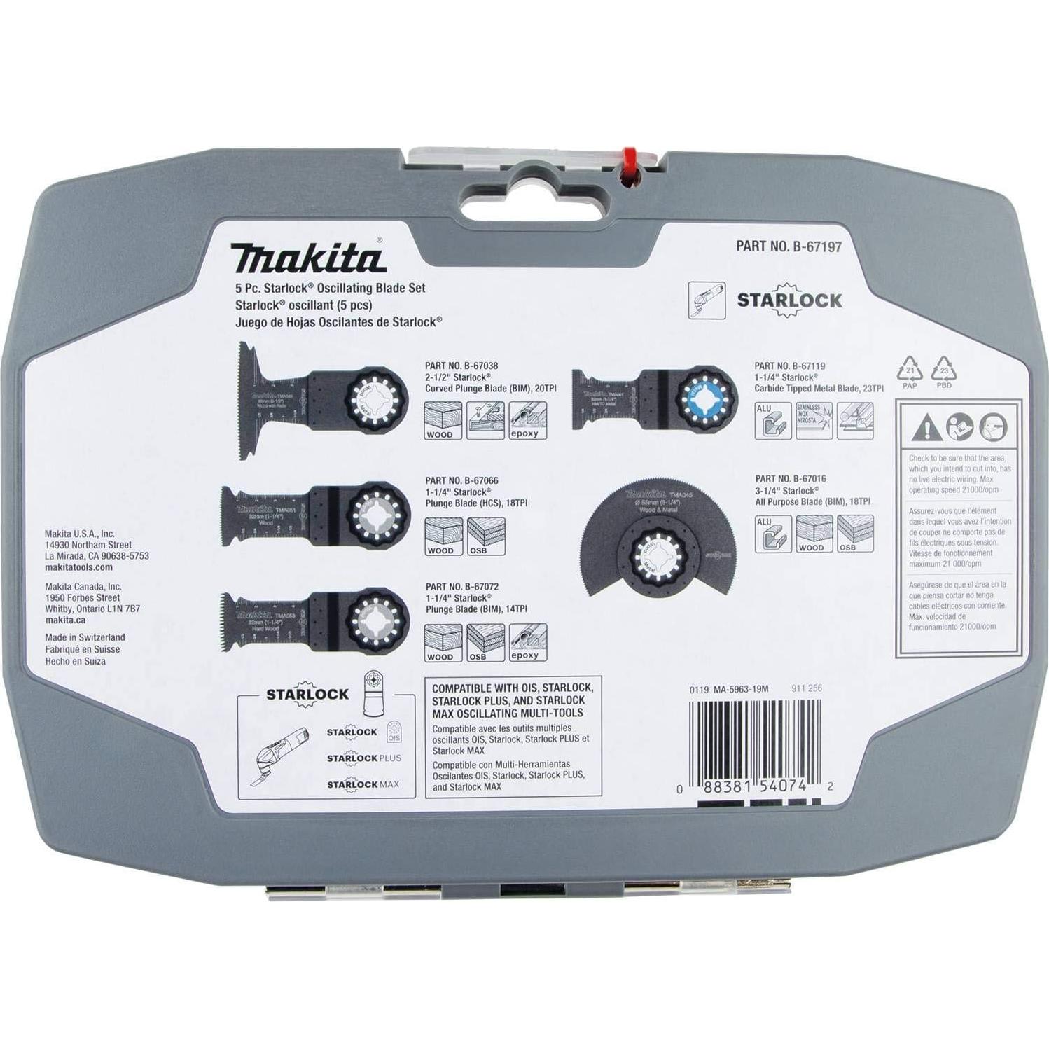 Juego de Cuchillas Oscilantes Makita B-67197 5 Piezas Starlock