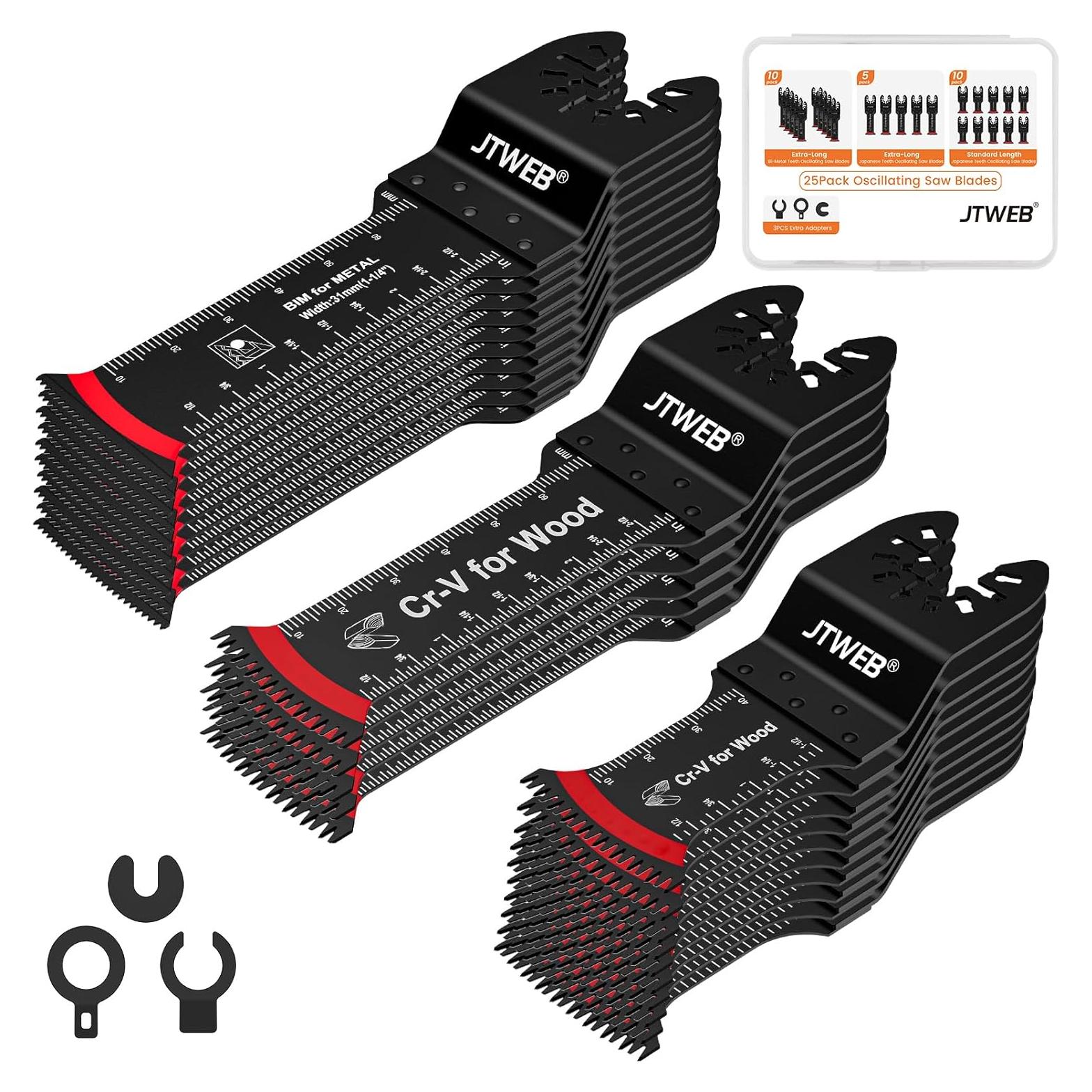 Kits de Cuchillas Oscilantes JTWEB 25PCS para Metal y Madera