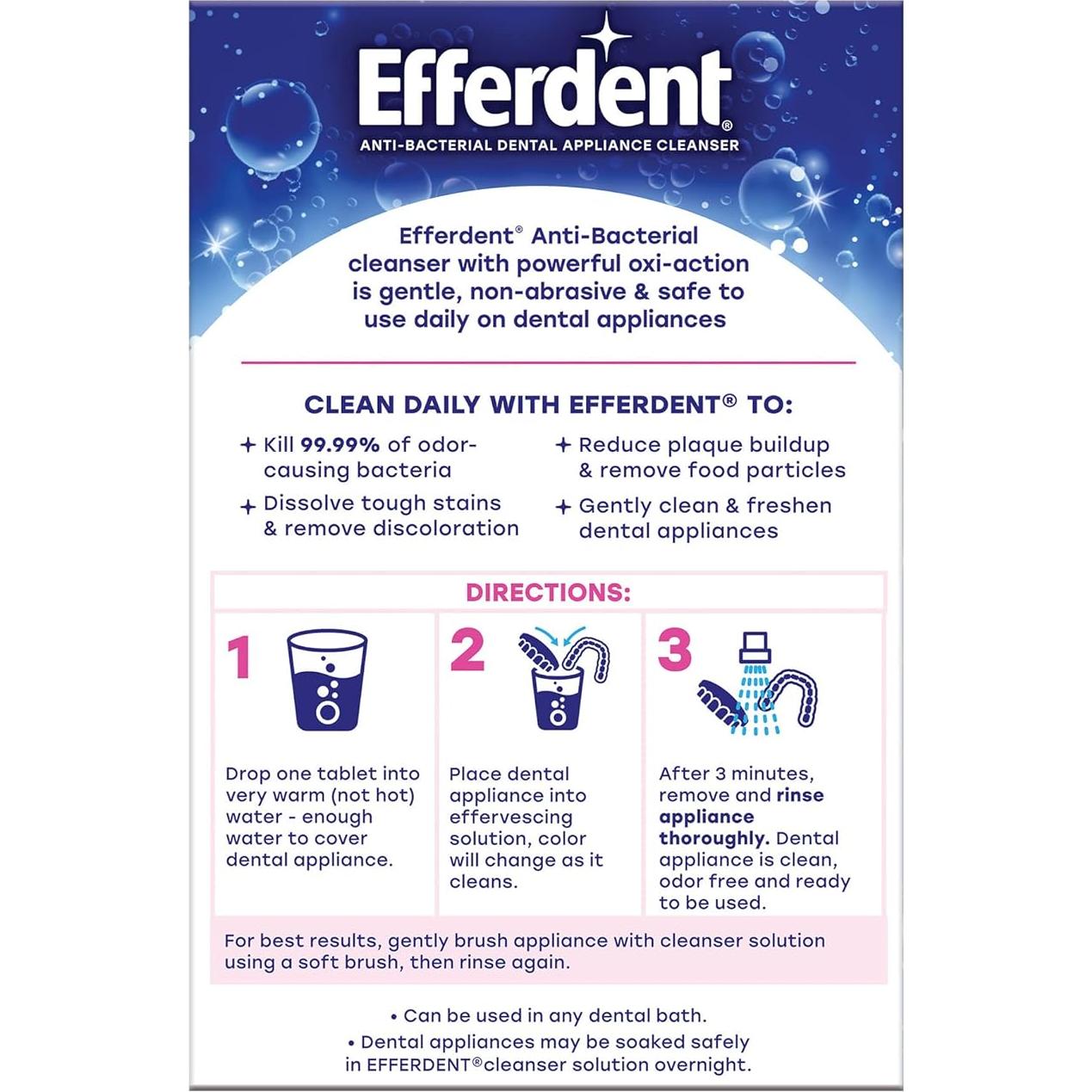 Tabletas limpiadoras Efferdent 126 unidades para dentaduras