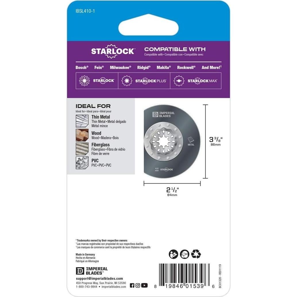 Cuchilla Segmento Metálico Delgado Starlock Imperial 6,5cm