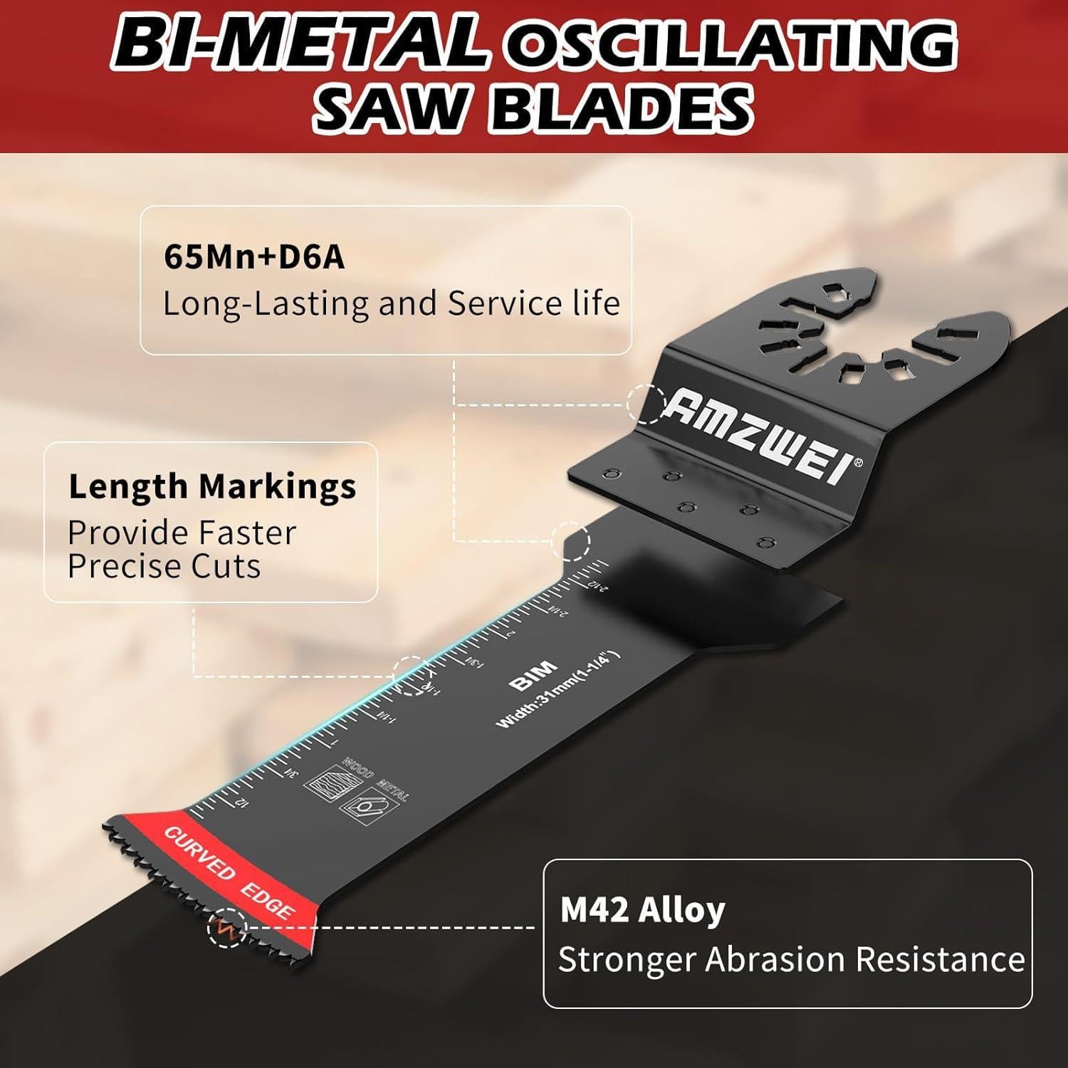 Cuchillas Oscilantes AMZWEI 70MM para Madera y Metal