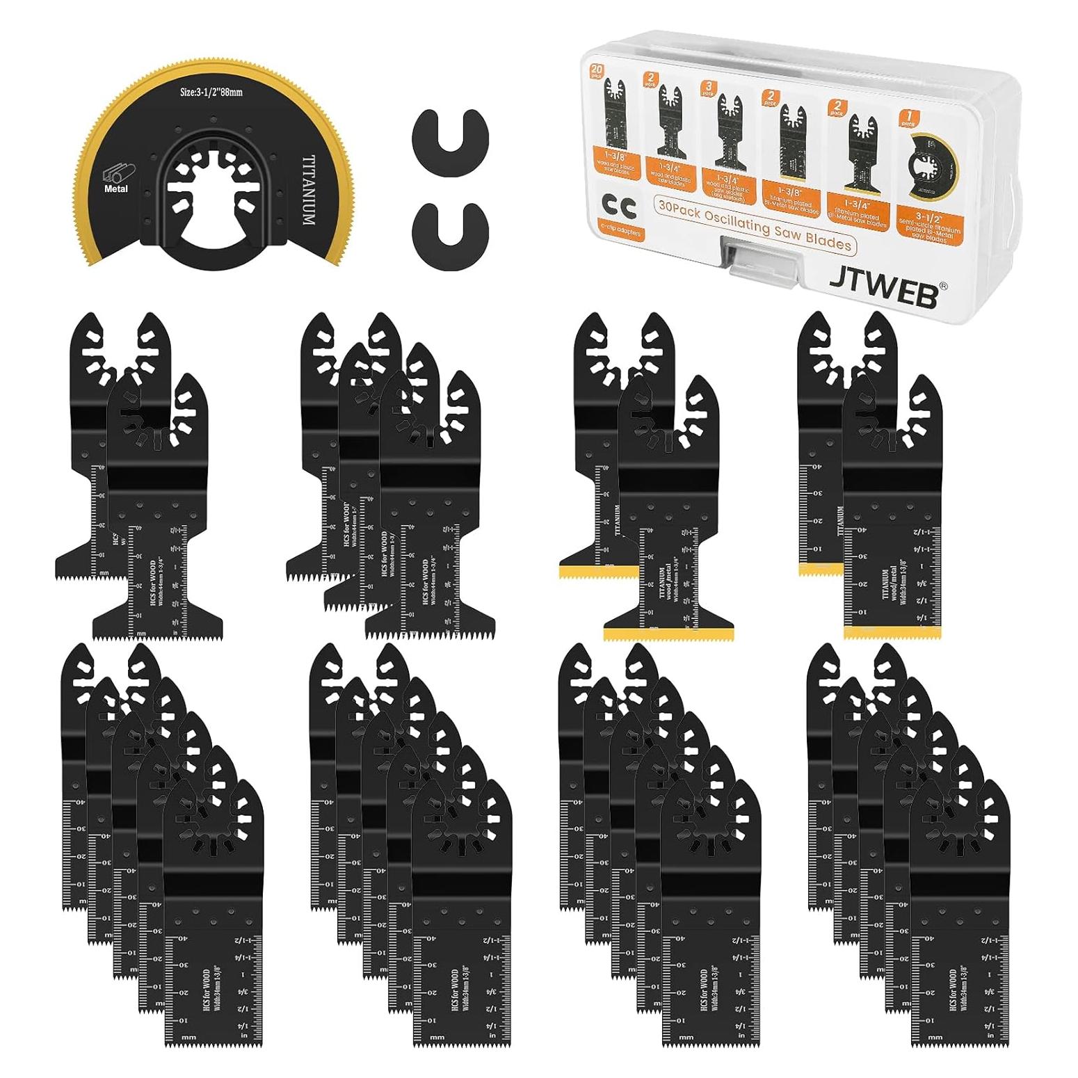 JTWEB 30PCS Cuchillas Oscilantes Titanio para Multiherramienta