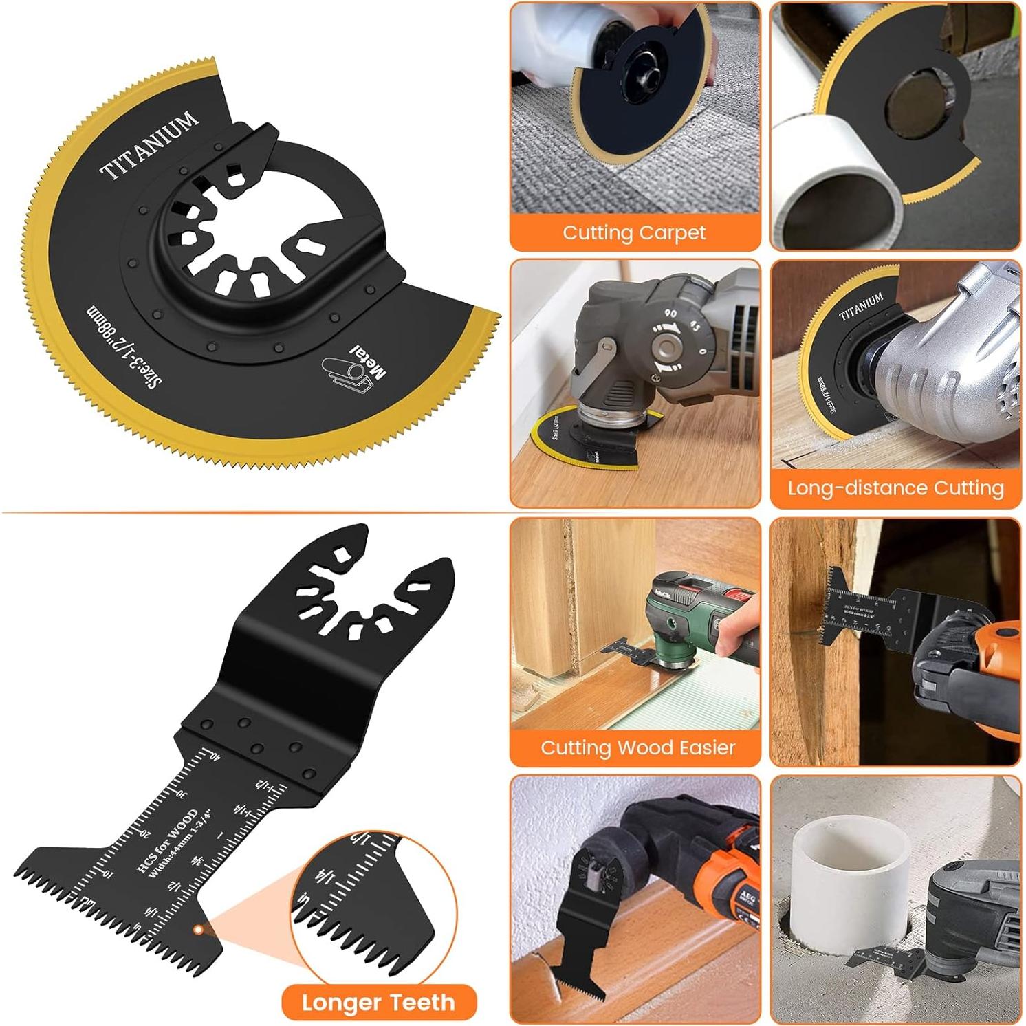 JTWEB 30PCS Cuchillas Oscilantes Titanio para Multiherramienta