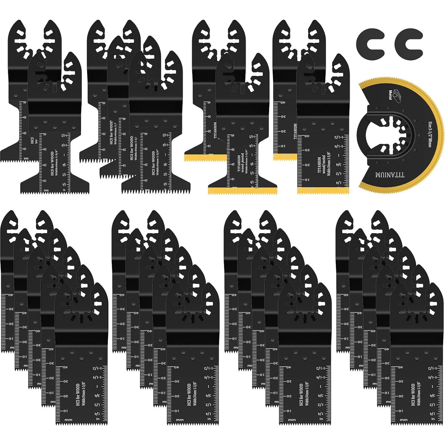 JTWEB 30PCS Cuchillas Oscilantes Titanio para Multiherramienta