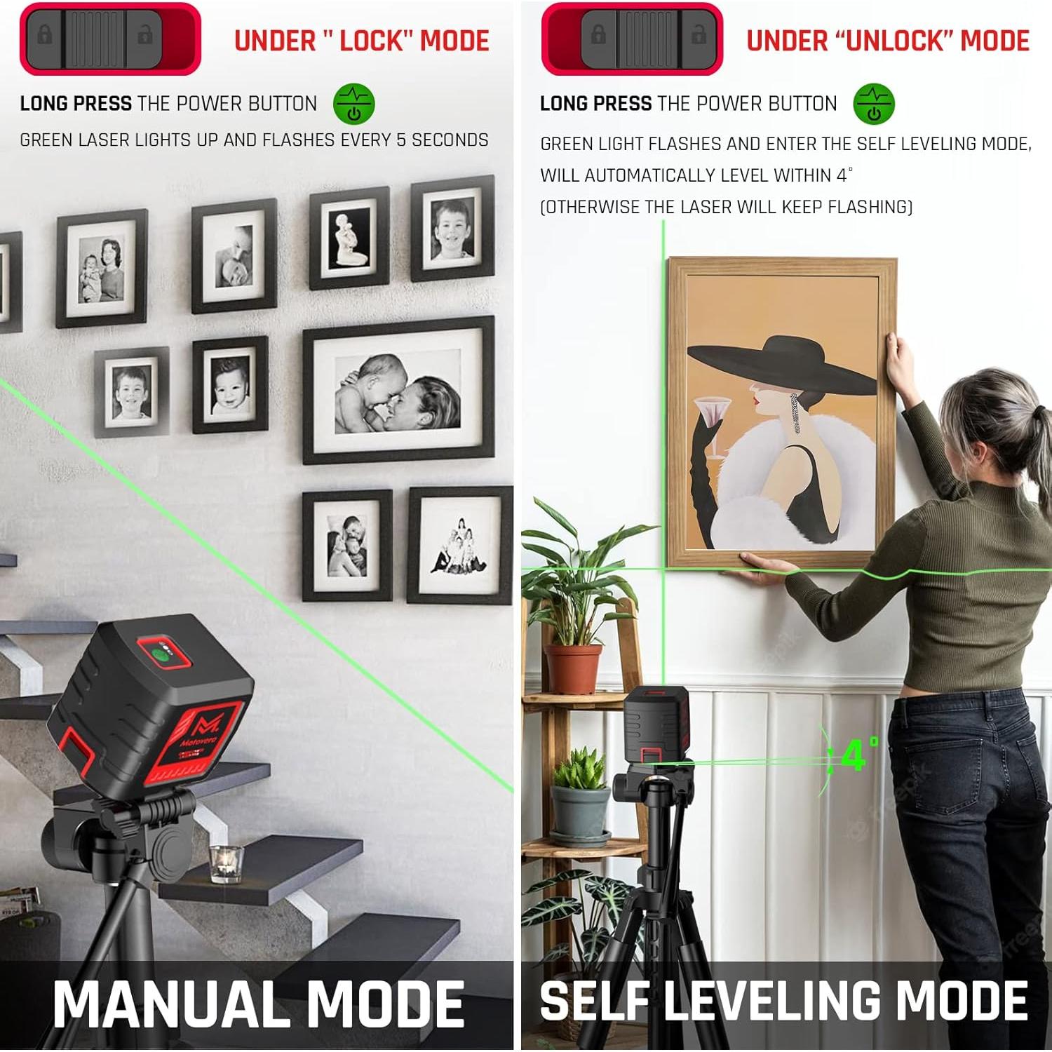 Nivel Láser Motovera LL-T2 Autonivelante Verde 30m