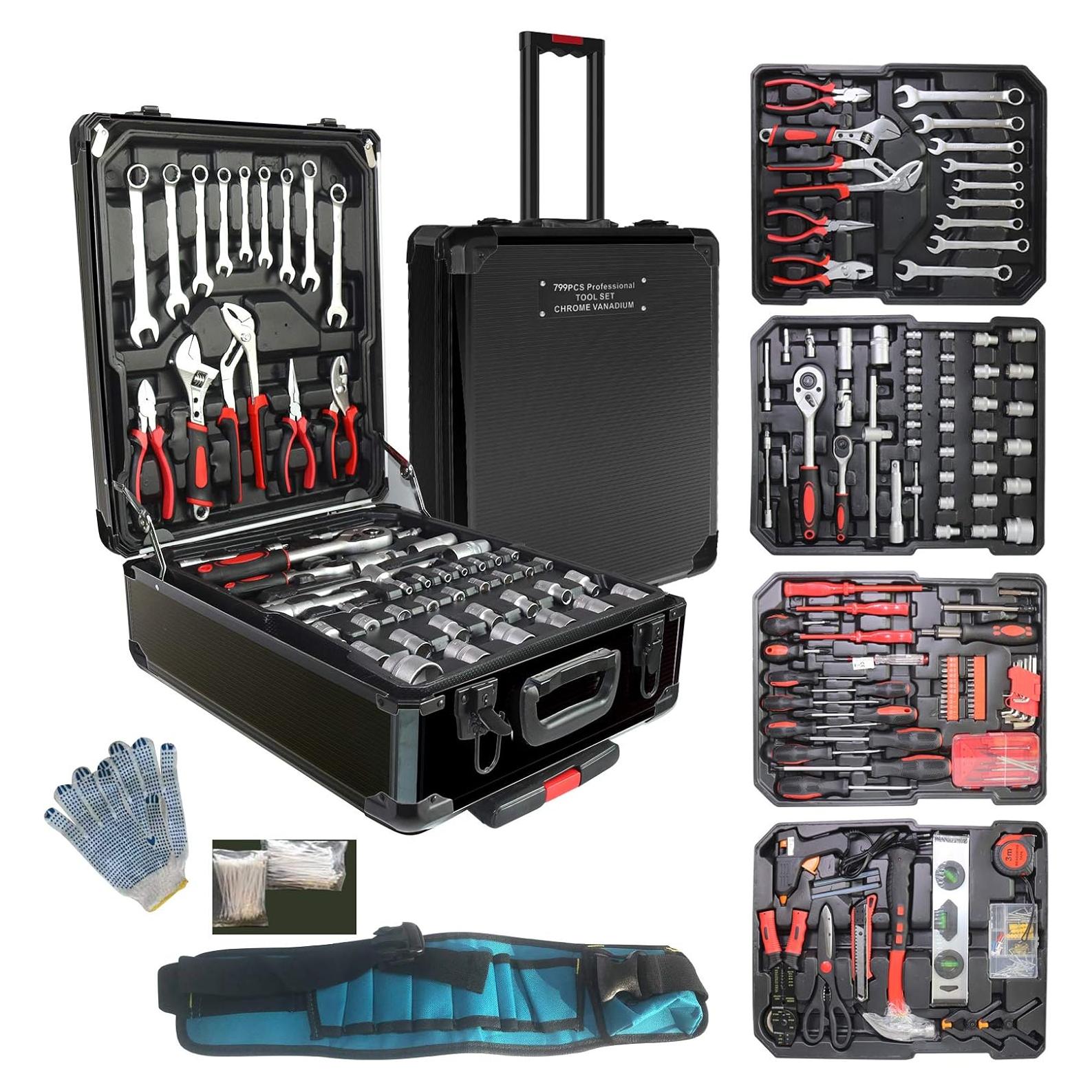 Juego de Herramientas 799pcs Arcwares Maletín Aluminio Negro