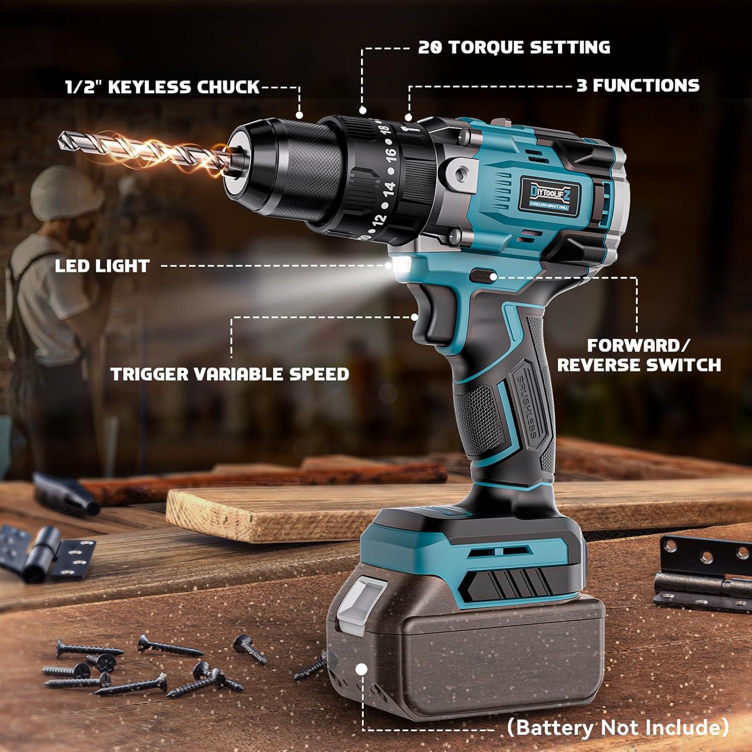 Taladro Inalámbrico DIYtoolifz 18V para Makita 3 Modos