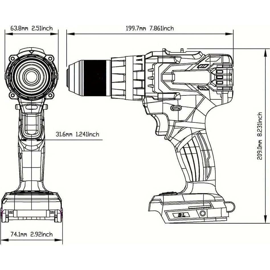 Taladro de Percusión Inalámbrico Heimerdinger 18V 150 N.m