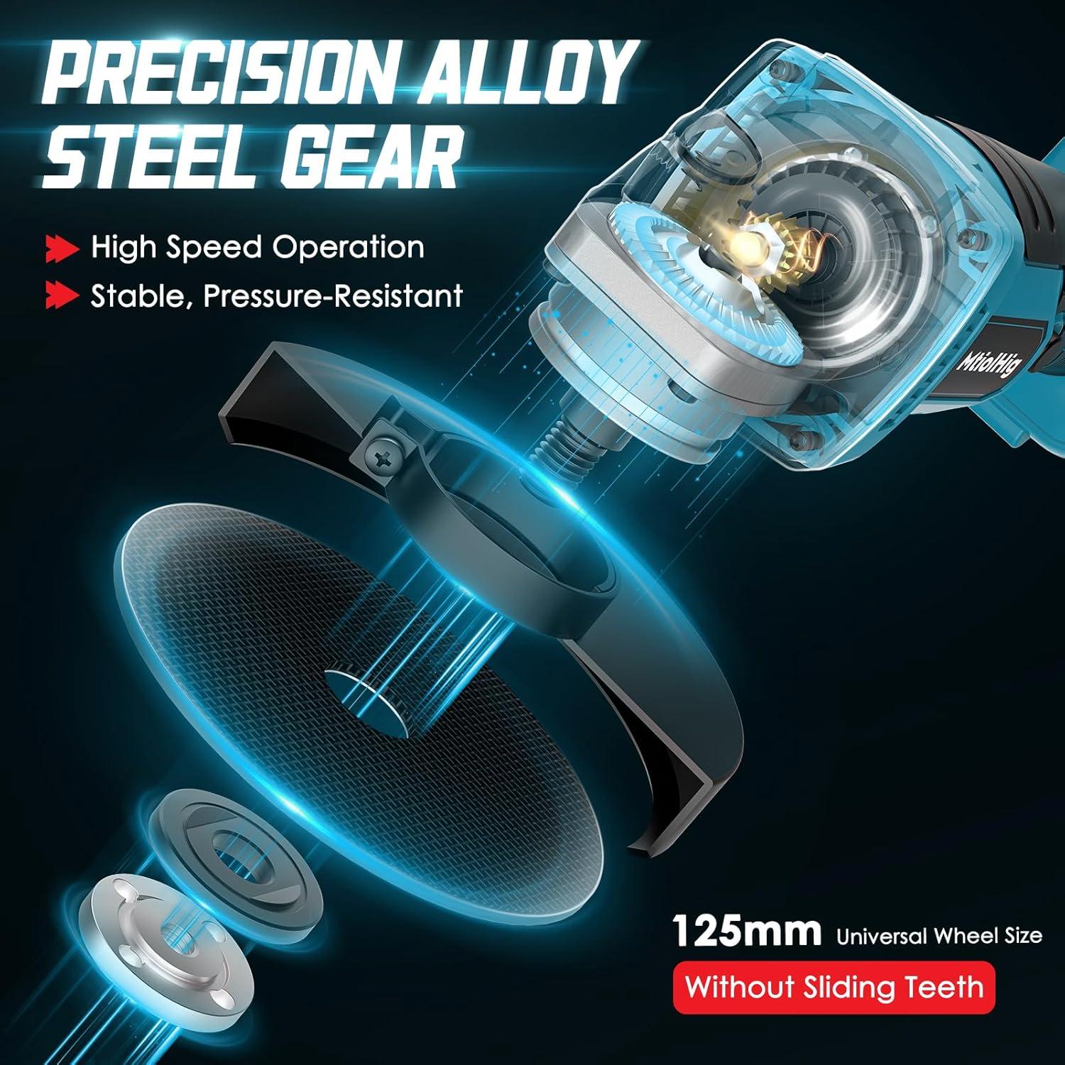 Amoladora Angular Inalámbrica MtiolHig 18V 8500RPM 4-1/2''