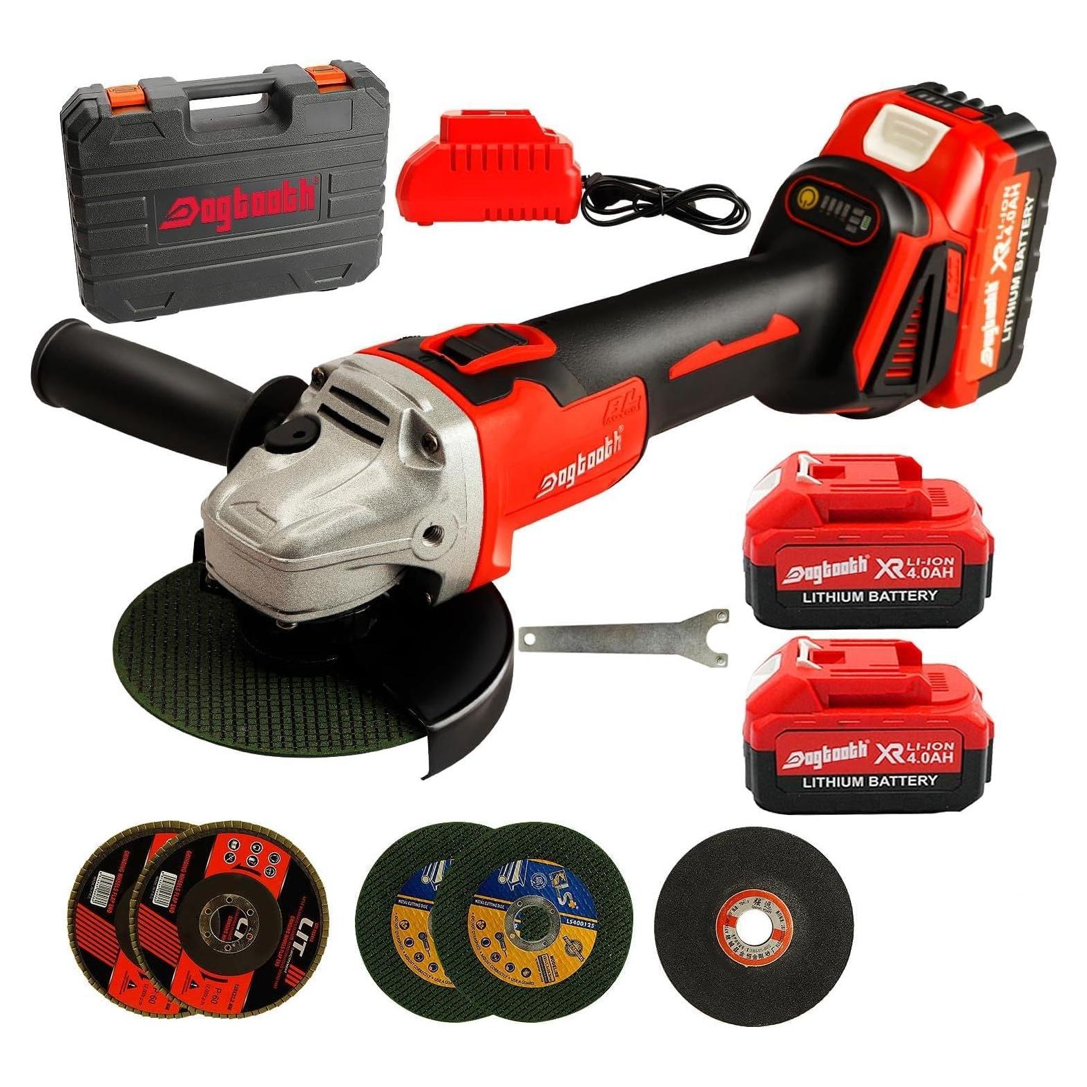 Amoladora Angular Inalámbrica Dogtooth 21V 4.5" con 2 Baterías