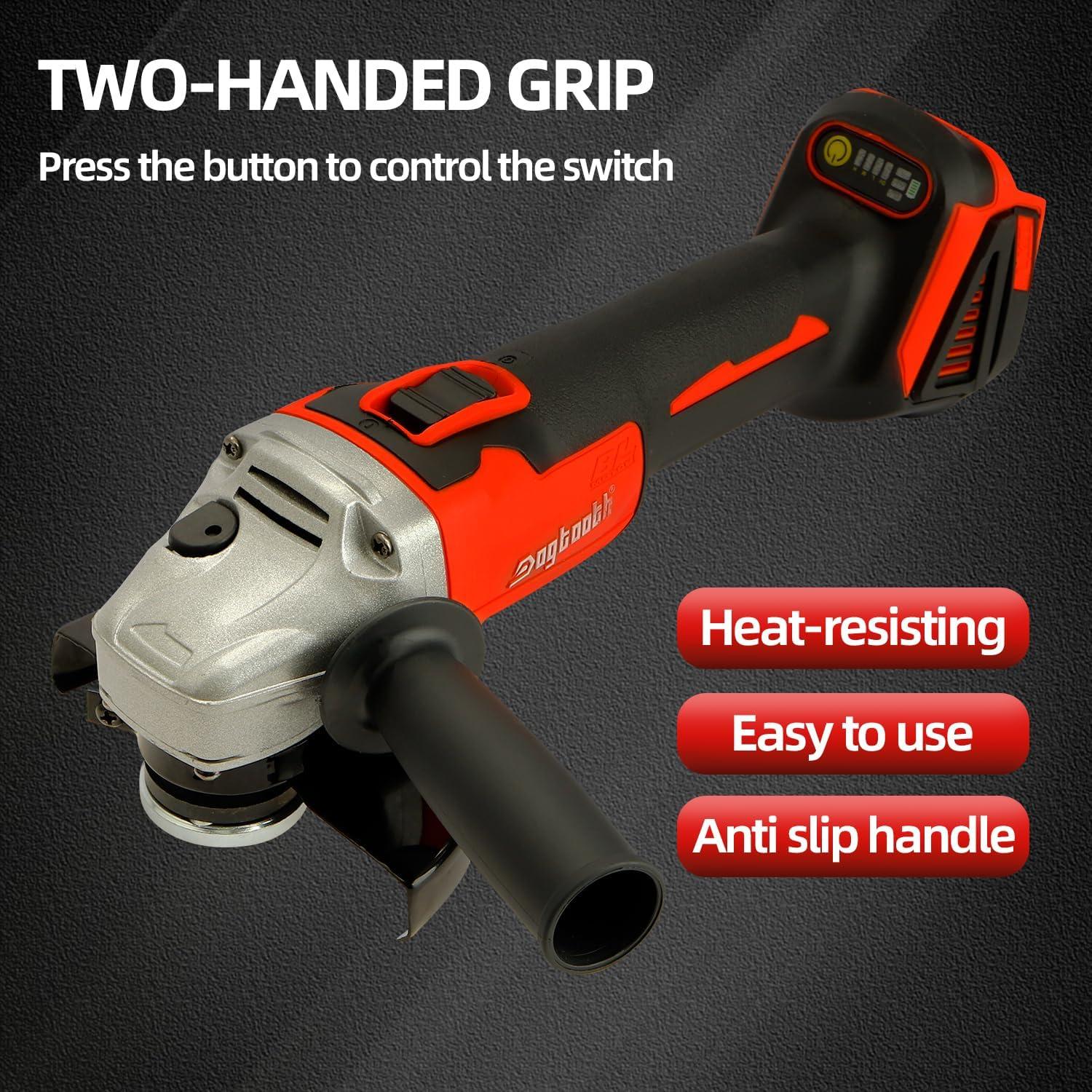 Amoladora Angular Inalámbrica Dogtooth 21V 4.5" con 2 Baterías