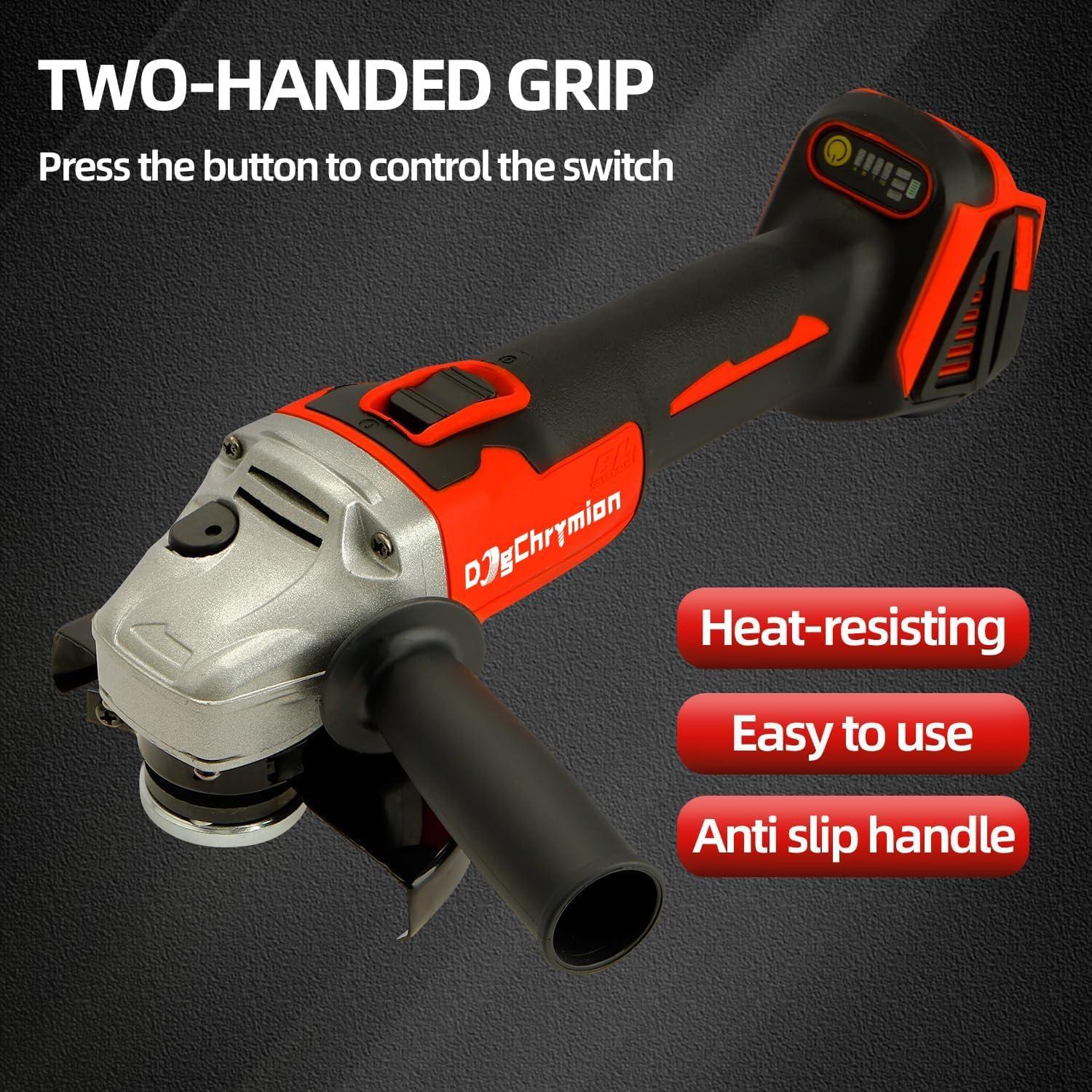 Amoladora Angular Inalámbrica DogChrymion 20V 8500 RPM 11,43 cm