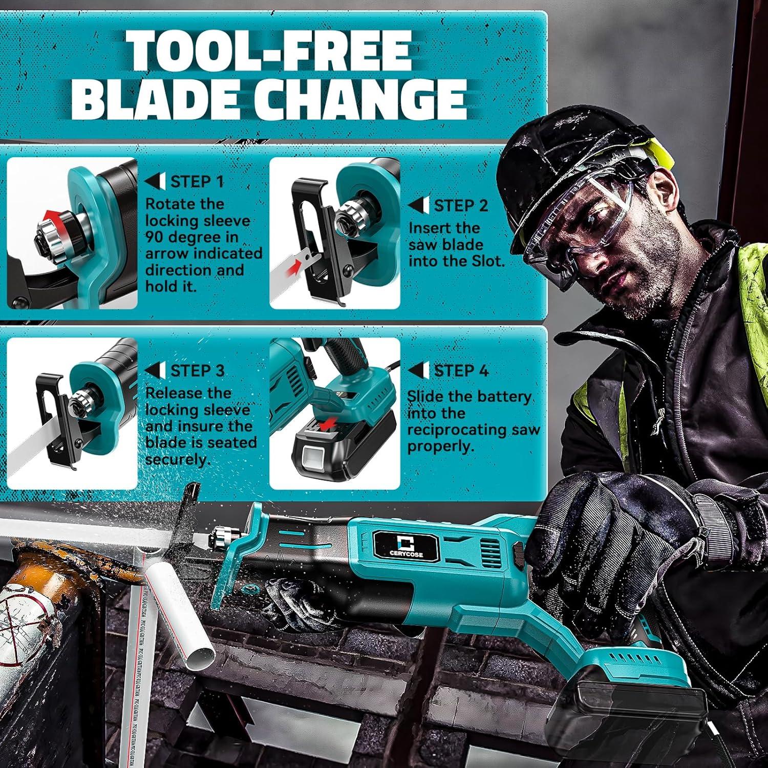 Sierra Recíproca Inalámbrica Cerycose para Makita 18V