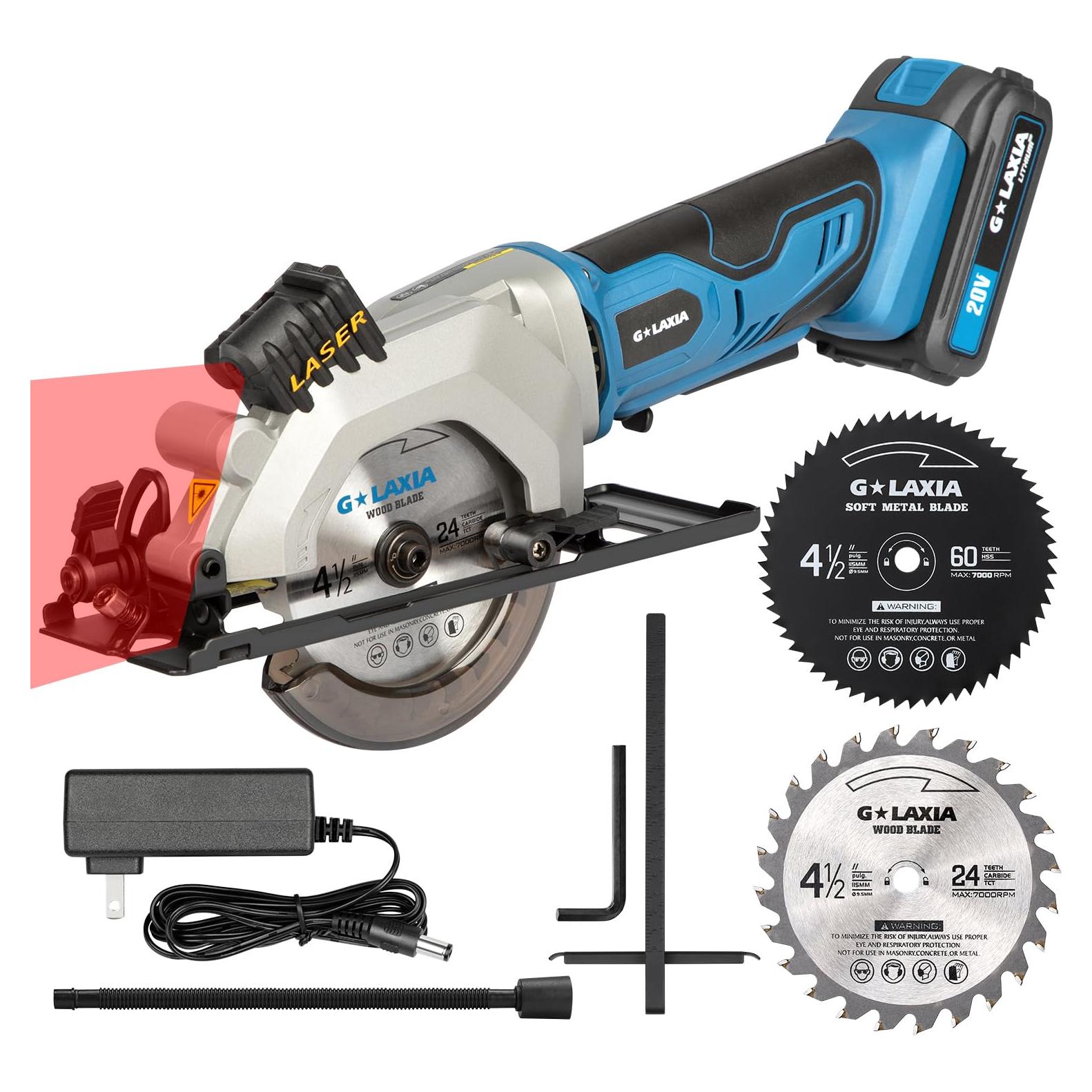 Mini sierra circular G LAXIA 20V 3400RPM con láser y 2 hojas