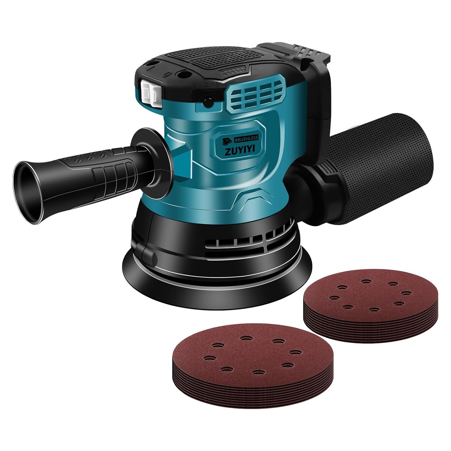 Lijadora Orbital Inalámbrica ZUYIYI 18V 12000RPM con 20 Lijas