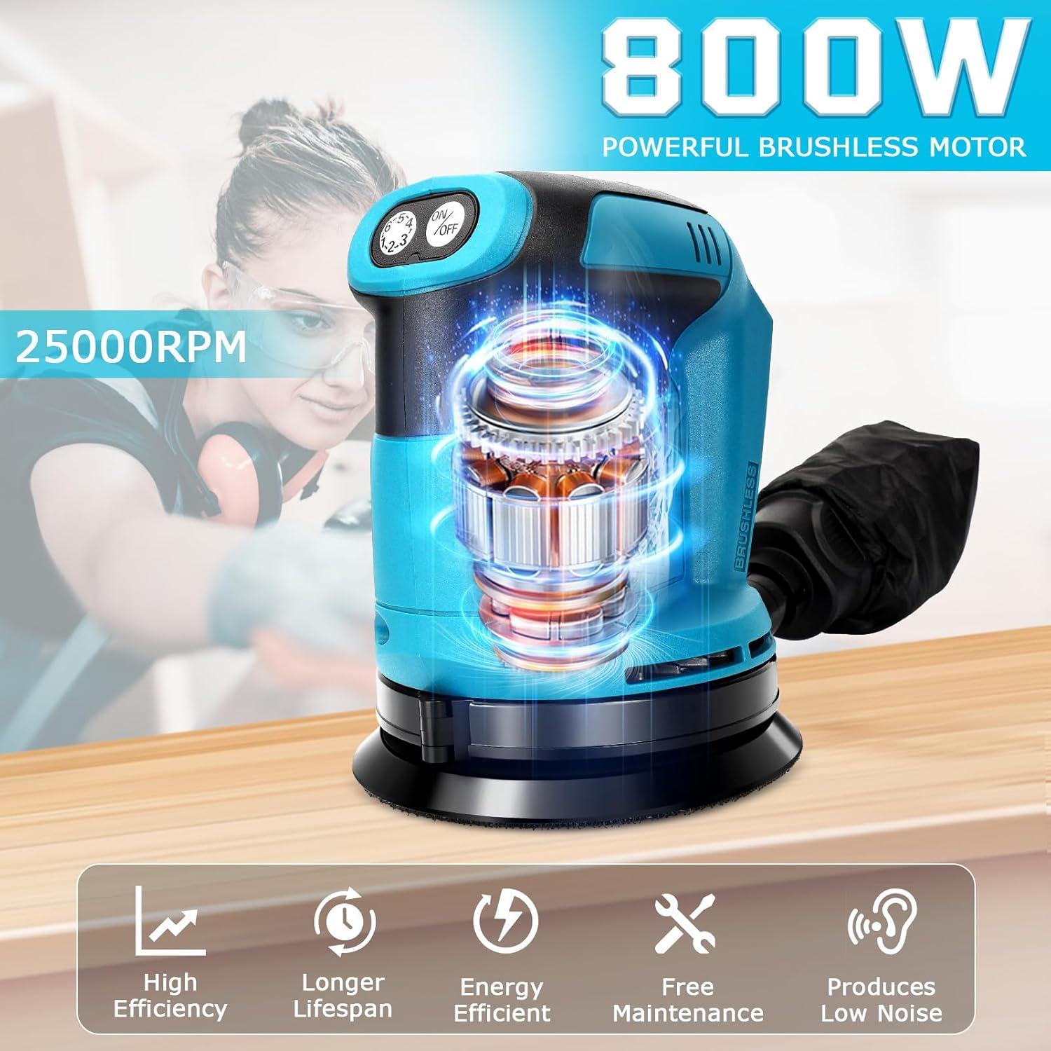 Lijadora Orbital Rueqior 18V Sin Escobillas 6 Velocidades