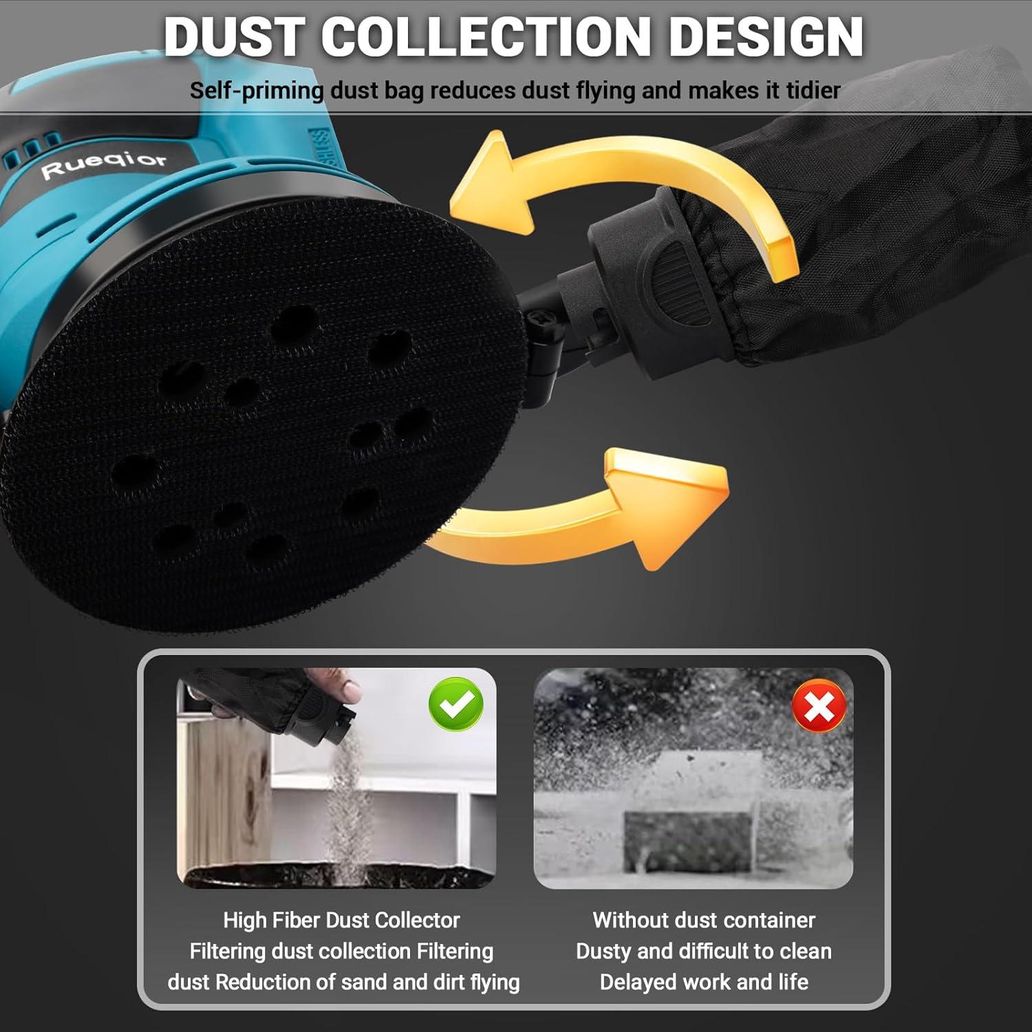 Lijadora Orbital Rueqior 18V Sin Escobillas 6 Velocidades