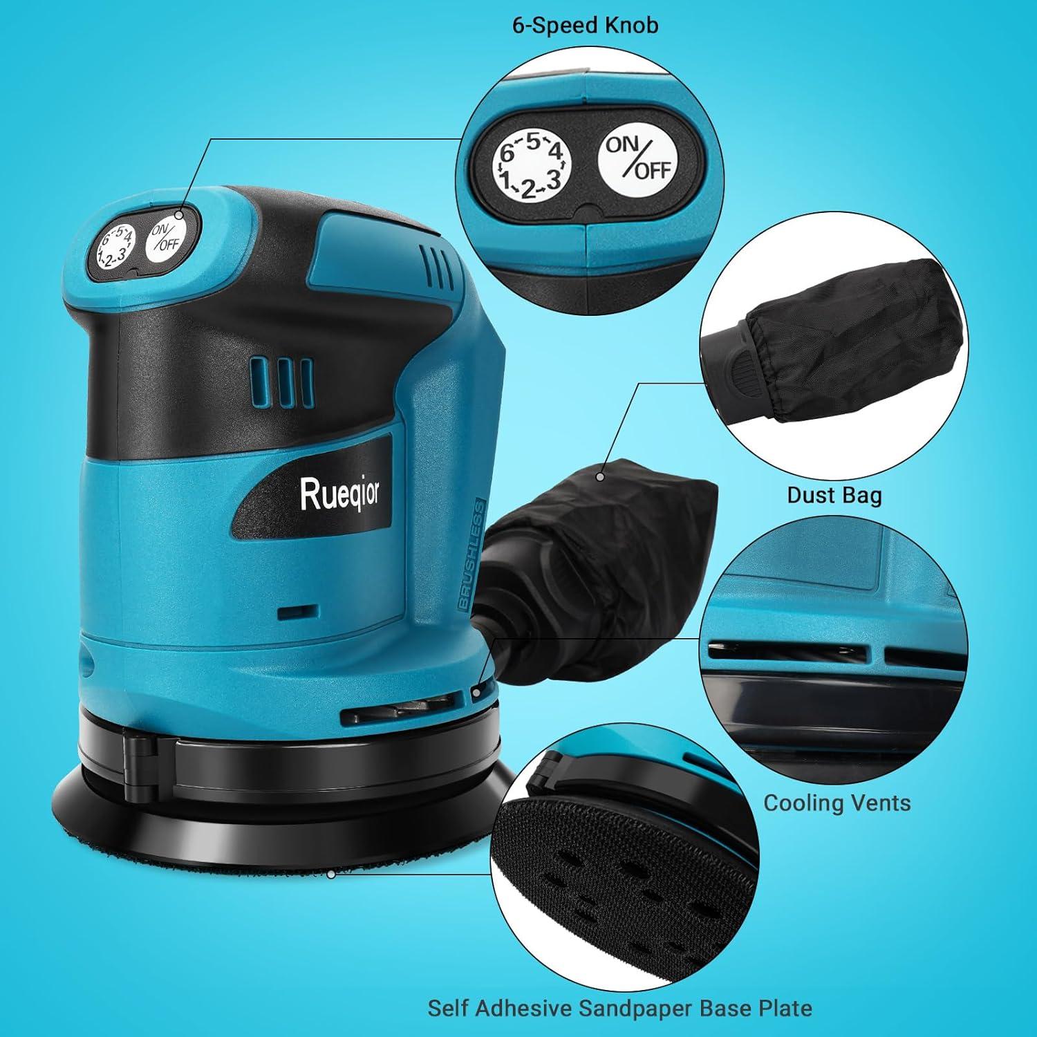 Lijadora Orbital Rueqior 18V Sin Escobillas 6 Velocidades