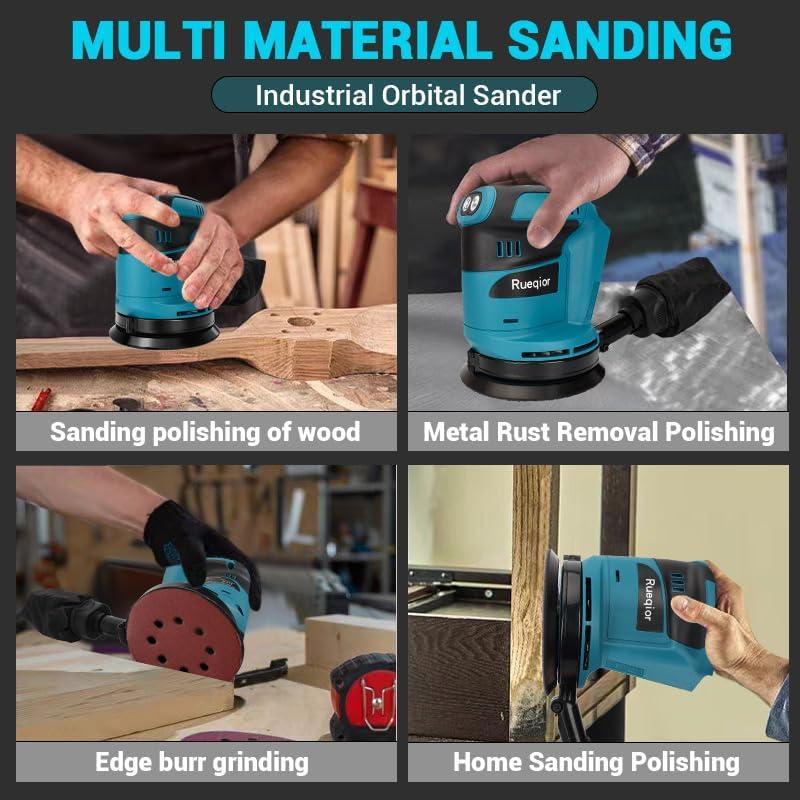 Lijadora Orbital Rueqior 18V Sin Escobillas 6 Velocidades