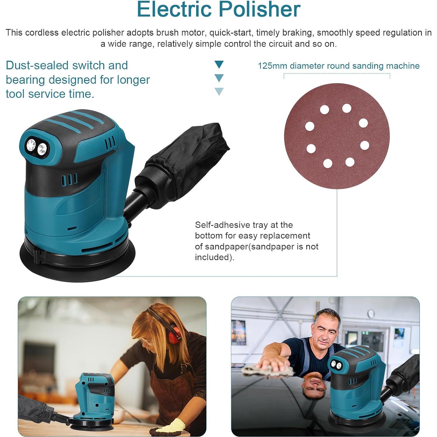 Lijadora Orbital Weytoll 5'' Sin Cable 24000RPM 6 Velocidades