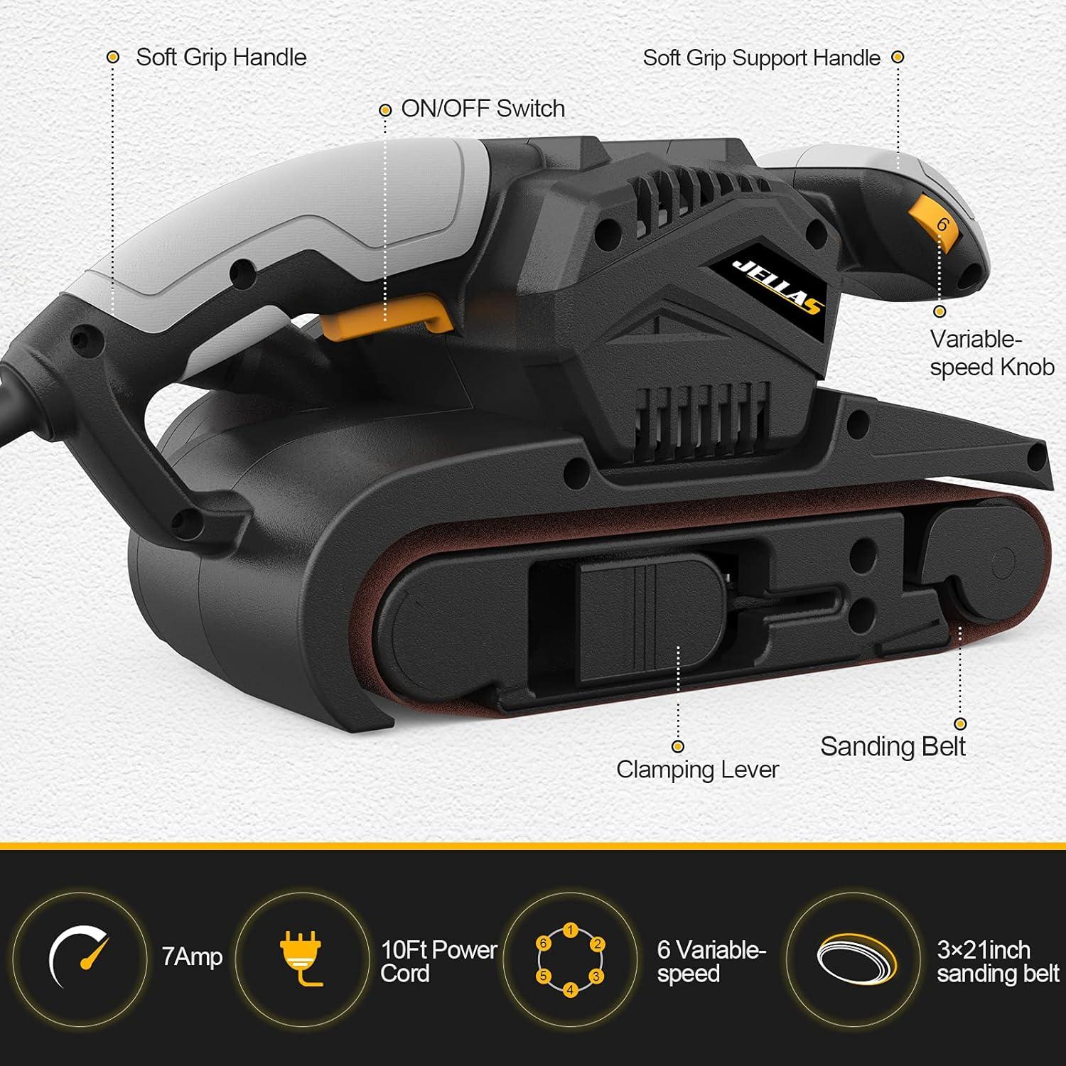 Lijadora de Banda Jellas BS750 7A 3x21" con Control de Velocidad