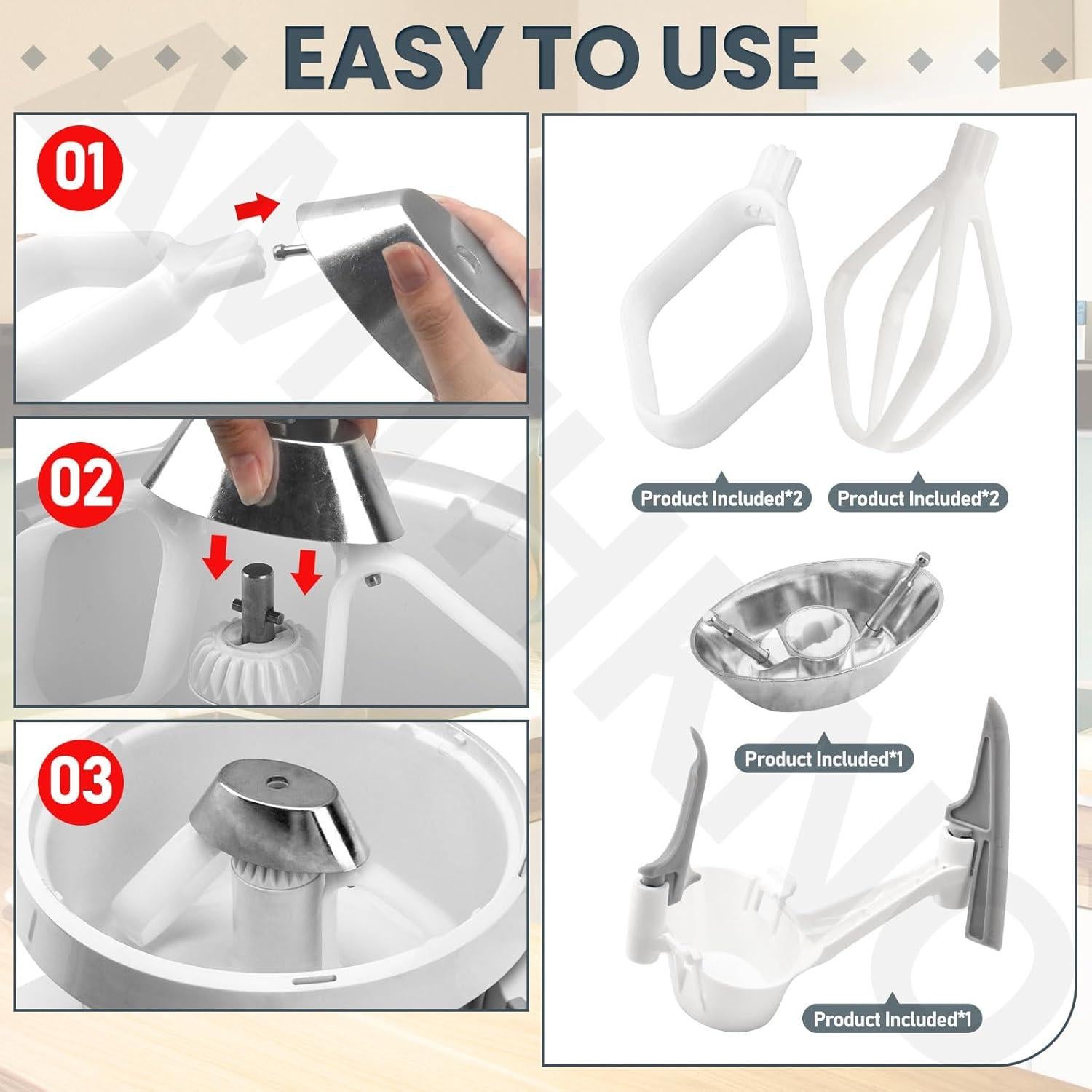 Cookie Paddles & Cake Paddles & Bowl Scraper Attachment Compatible with Bosch Universal & Universal Plus Mixers for Whisks and Cookie Paddles to Scrape the Bowl