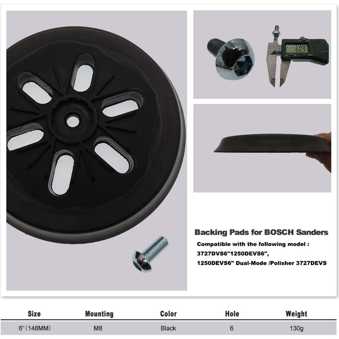 Pad de Lijado 15.24cm Poweka Compatible con Bosch 1250DEVS