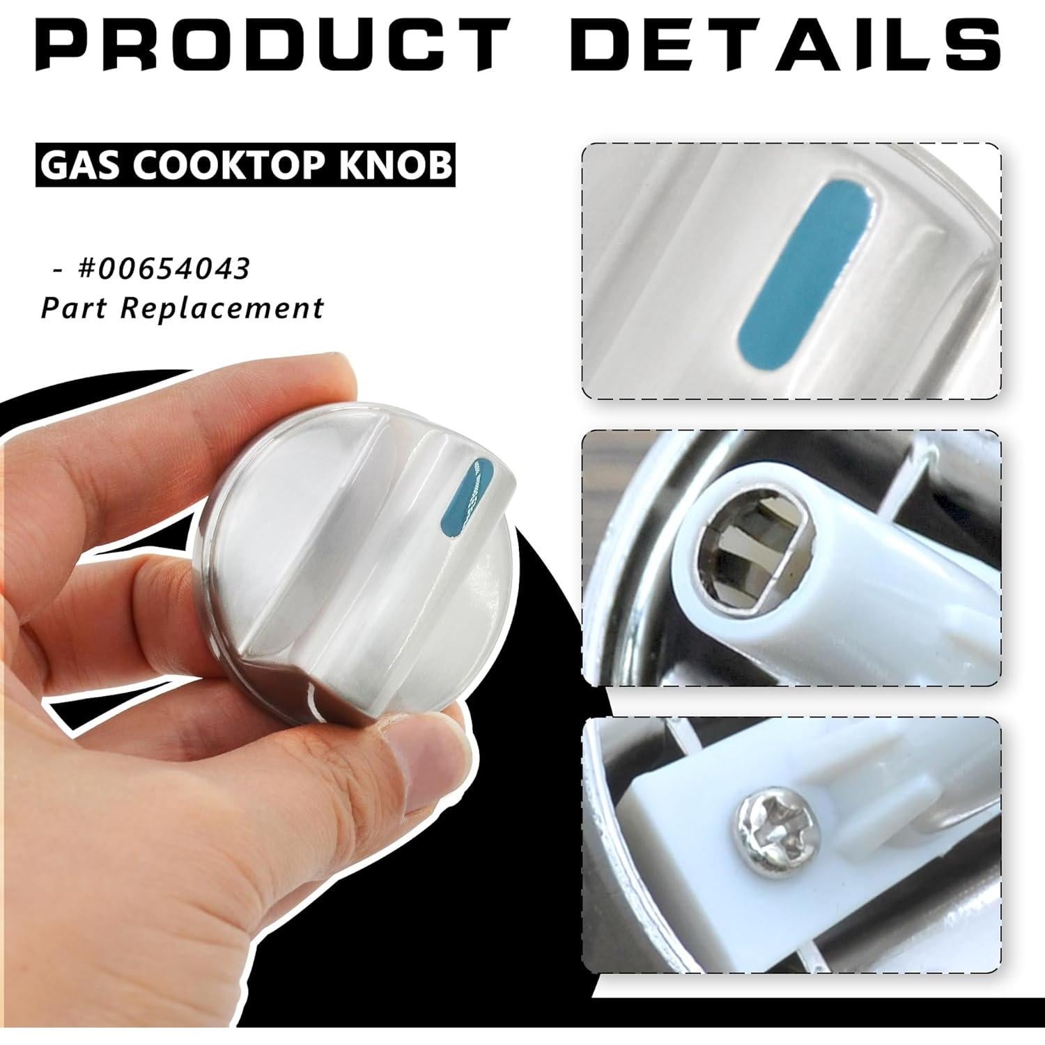 Perilla de Control de Quemador ZNTVW 00654043 Metal Plateado