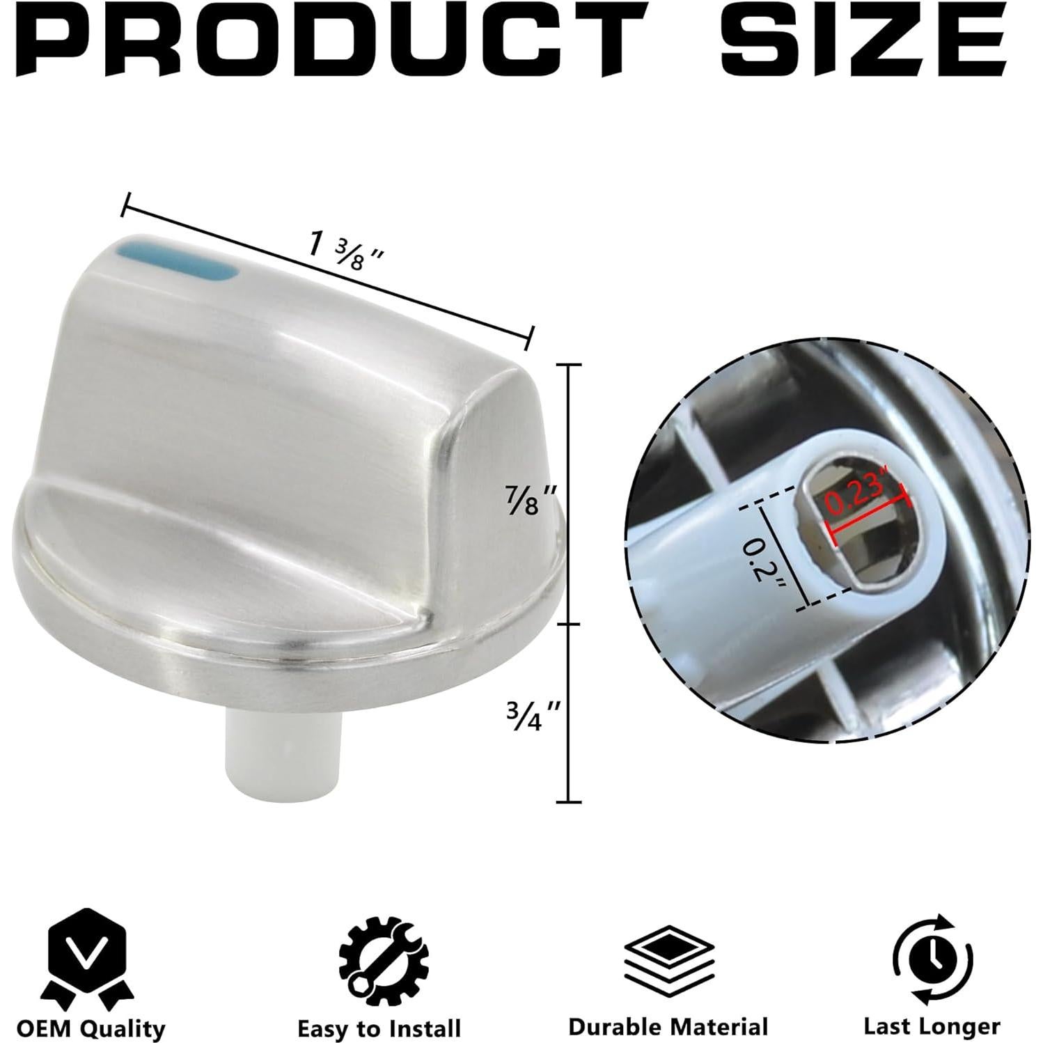 Perilla de Control de Quemador ZNTVW 00654043 Metal Plateado