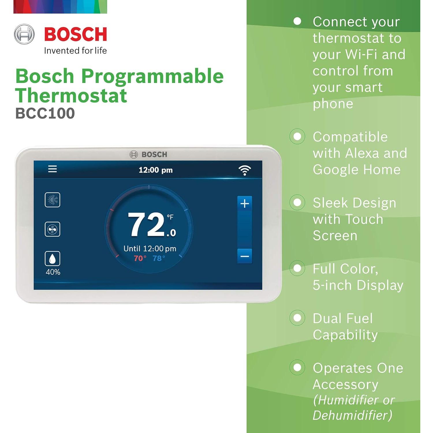Termostato Inteligente Bosch BCC100 5" Táctil Wi-Fi HVAC
