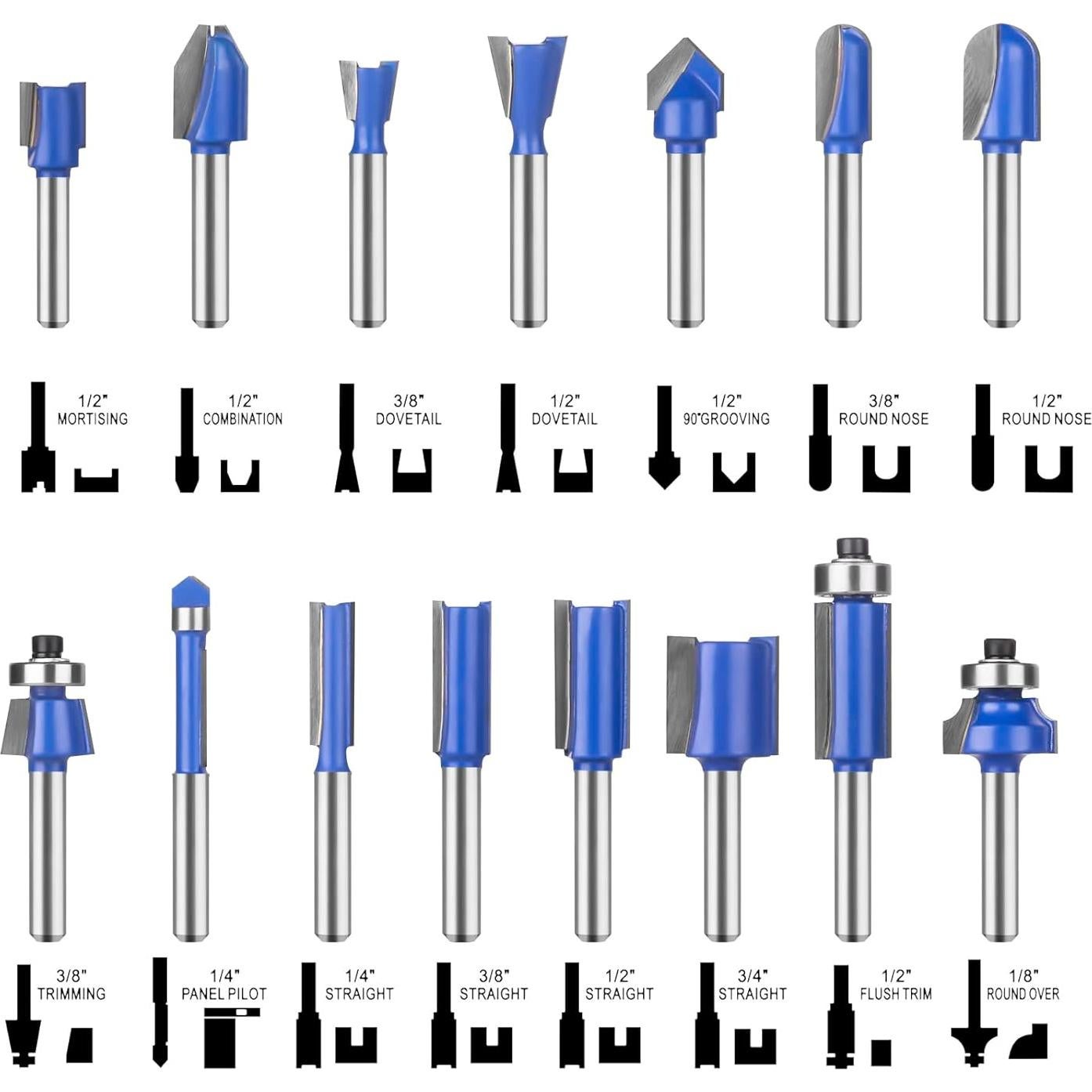 Juego de Brocas de Router UTRUSTTO 24 Piezas Mango 6 mm