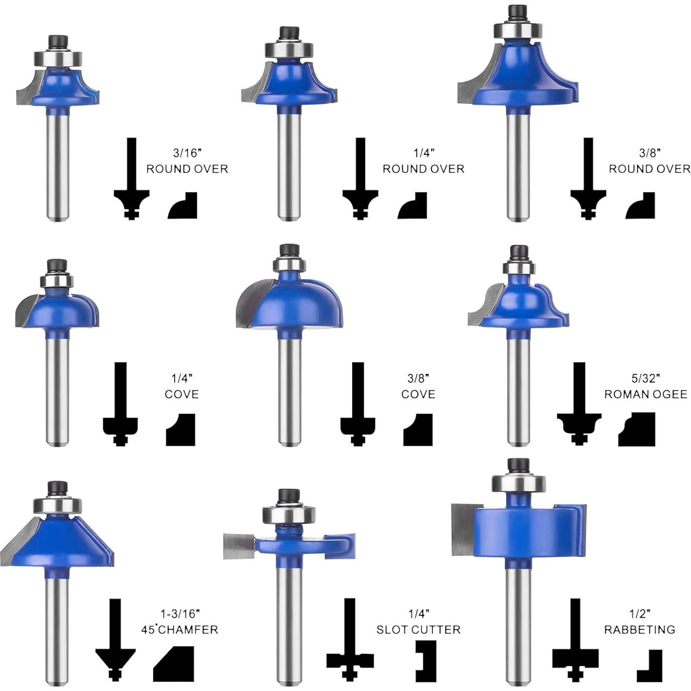 Juego de Brocas de Router UTRUSTTO 24 Piezas Mango 6 mm