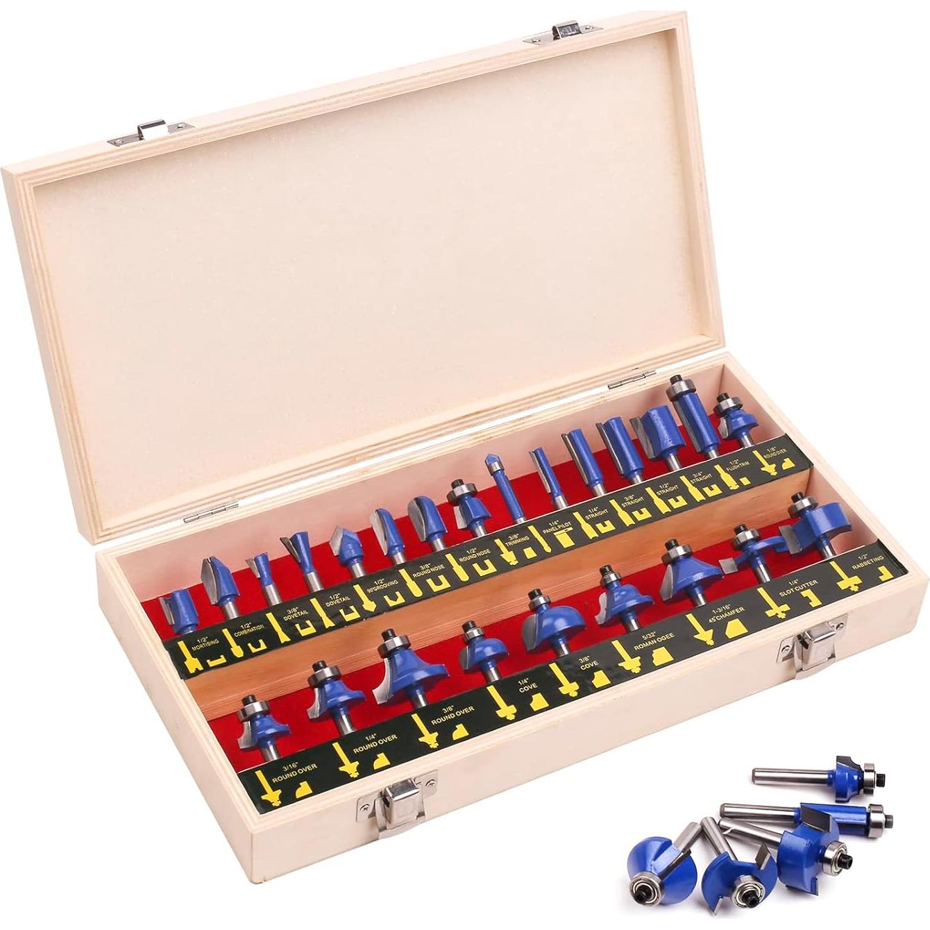 Juego de Brocas de Router UTRUSTTO 24 Piezas Mango 6 mm