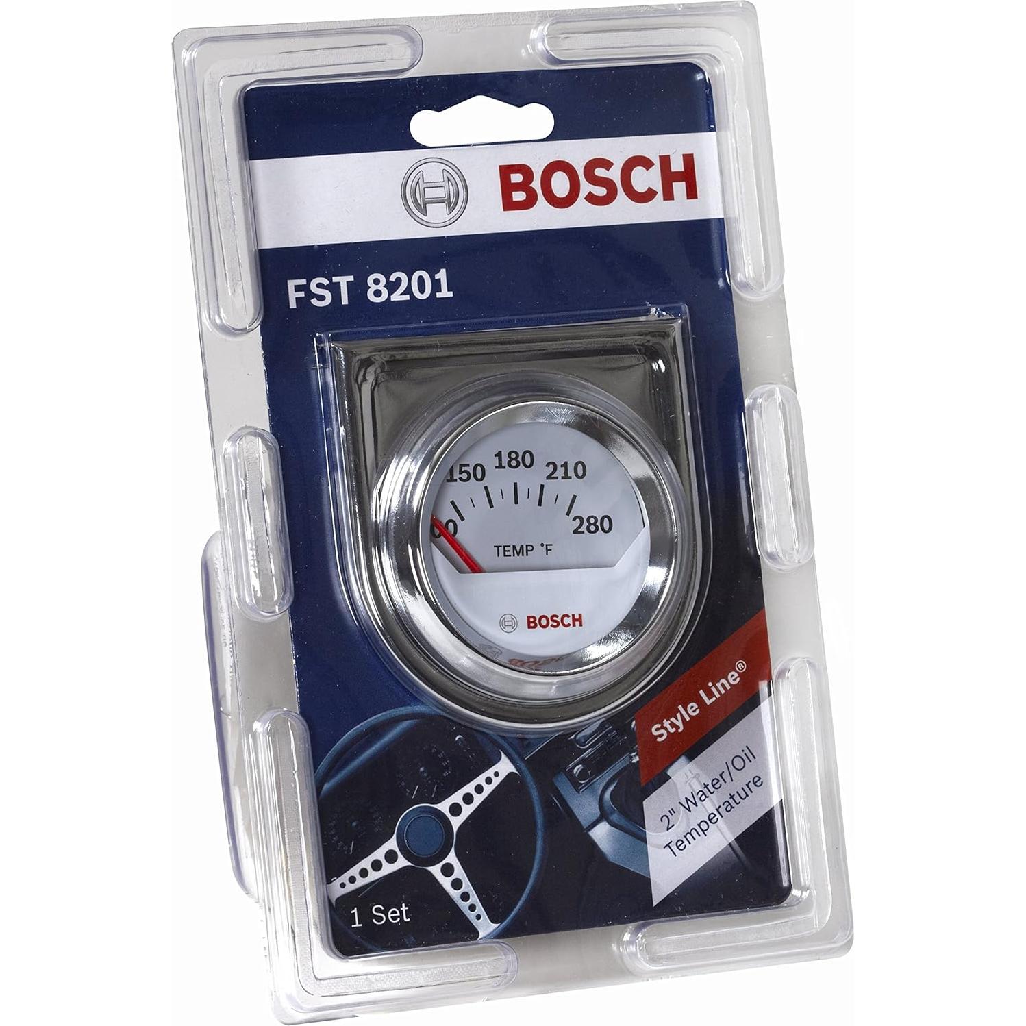 Bosch SP0F000040 Style Line 2" Electrical Water/Oil Temperature Gauge (White Dial Face, Chrome Bezel)