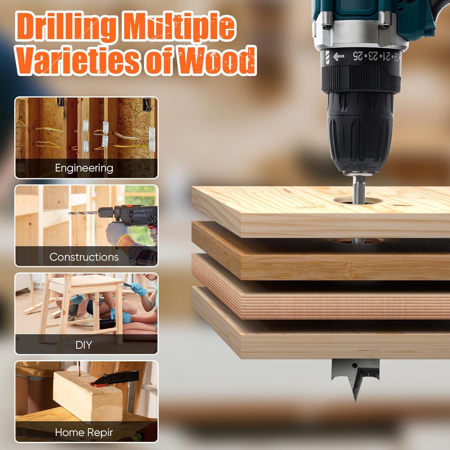 Juego de Brocas de Pala 14 Piezas PINOZE con Extensión 15.24 cm