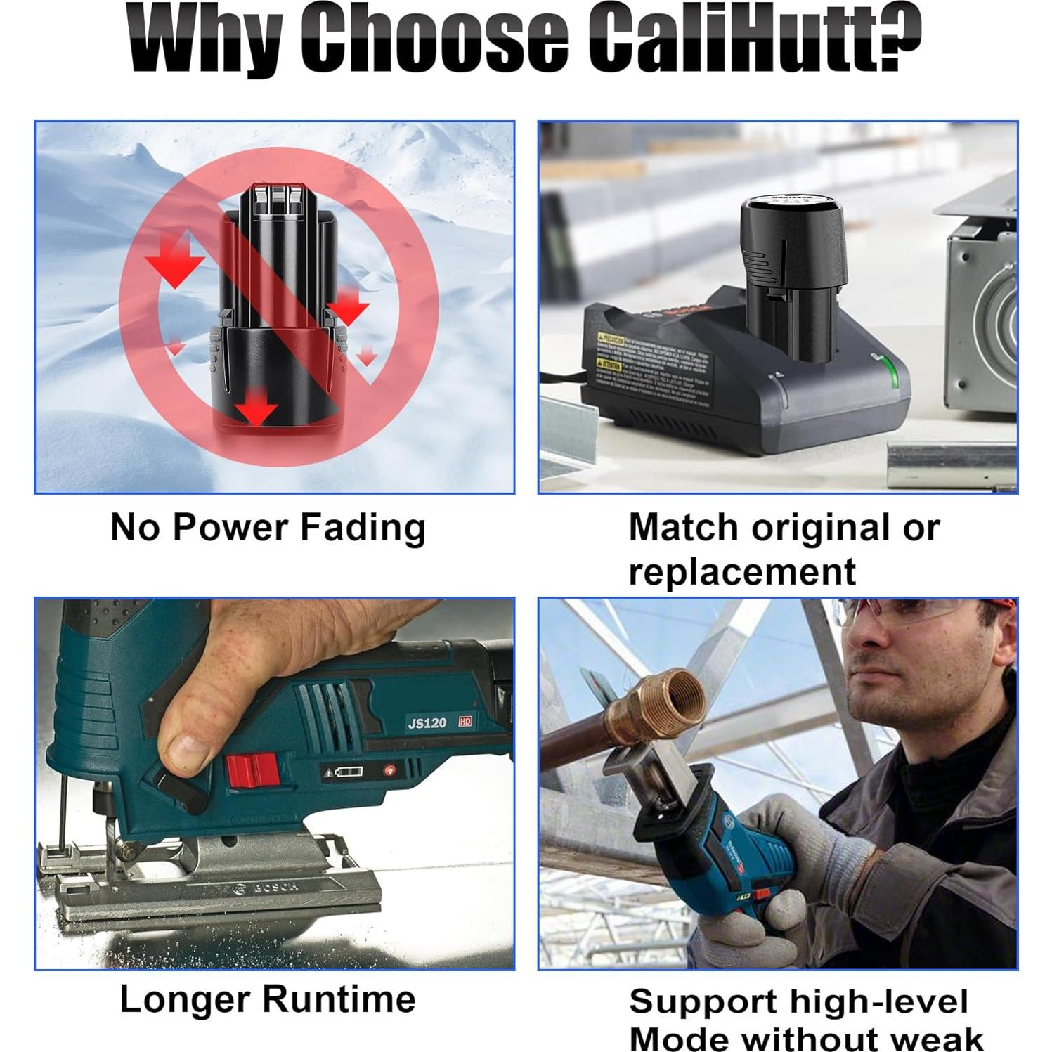 Batería Reemplazo 3.0Ah Bosch 12V CaliHutt Li-ion