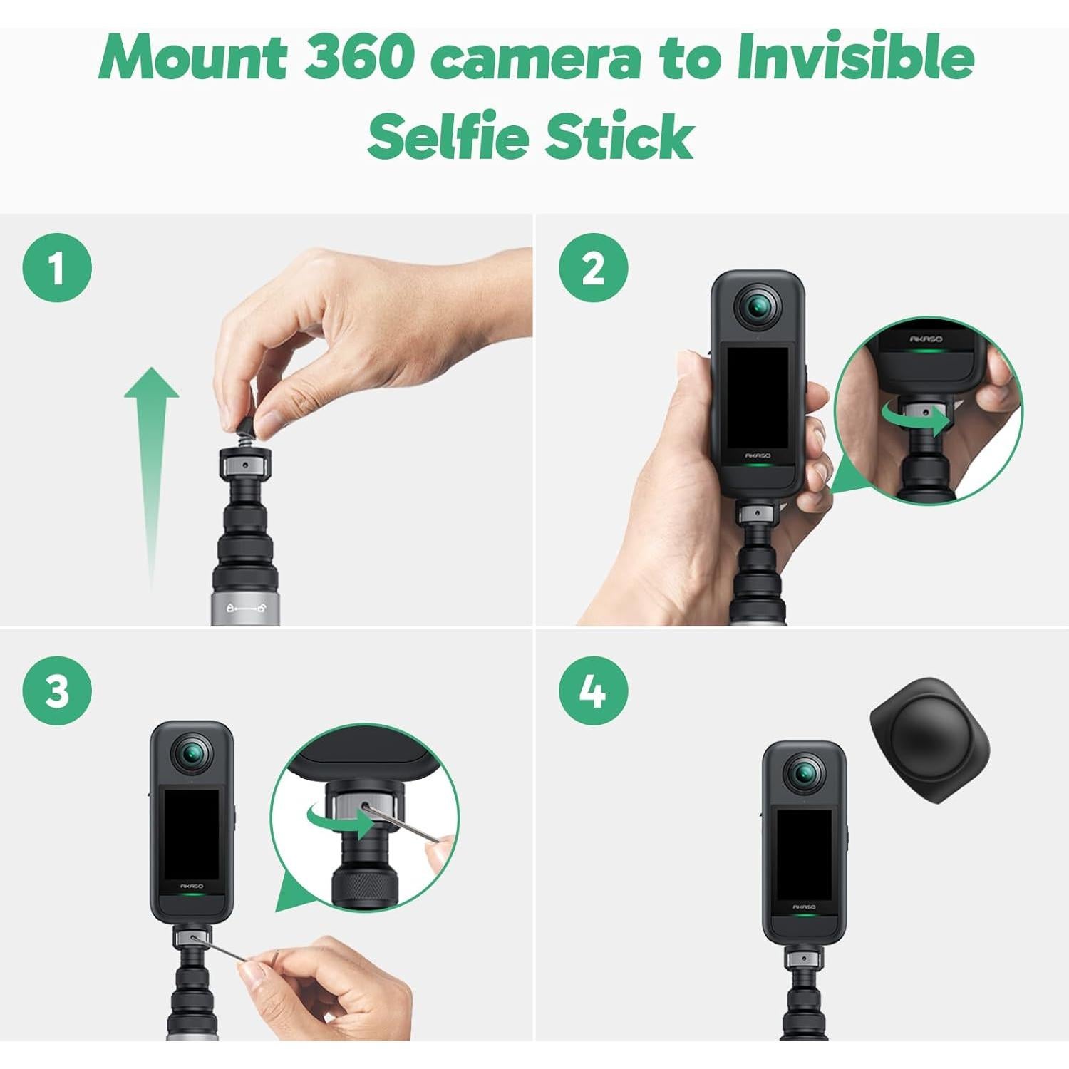 Cámara de Acción AKASO 360 - Video 5.7K 360° y Fotos 72MP