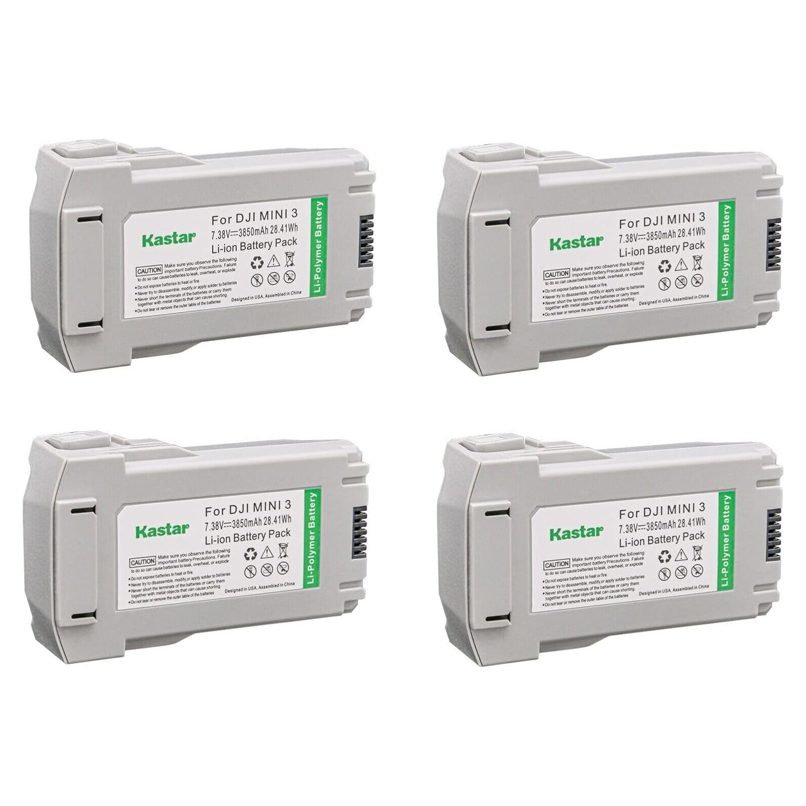Paquete de 4 Baterías Kastar 7.38V 3850mAh para DJI Mini 3/3 Pro/4 Pro