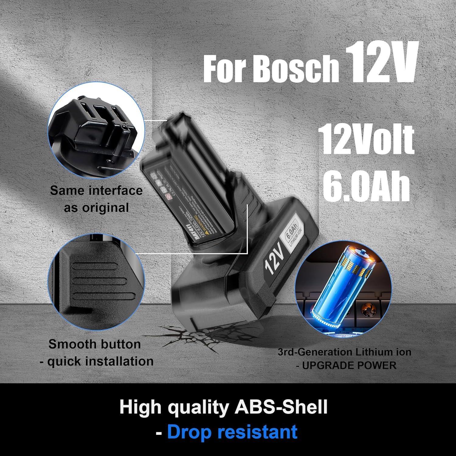 Pack 2 Baterías 6.0Ah CaliHutt para Bosch 12V Litio-Ion