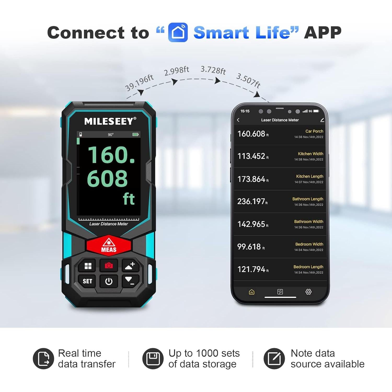 Medidor Láser MiLESEEY S7 Pro 100,58 m con Cámara Pointfinder